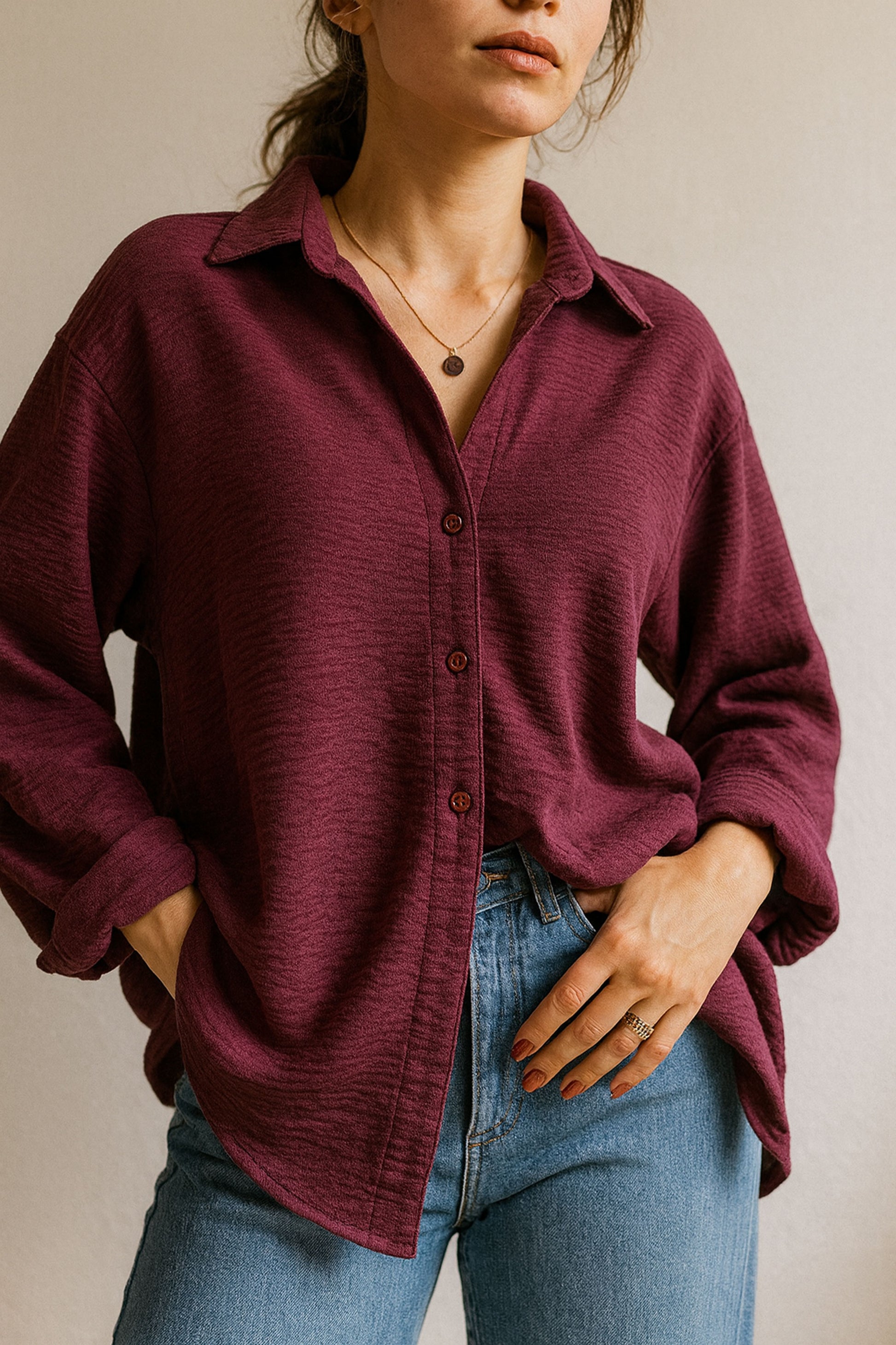 Oversize Texture Shirt Purple