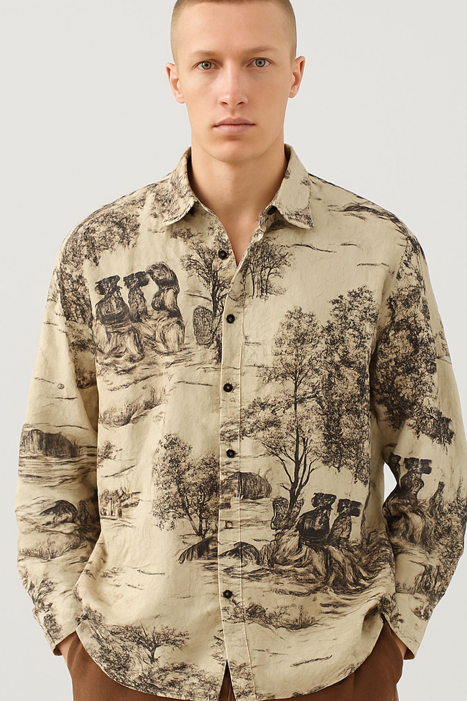 Printed Oversize Fit in Cotton Flax Fabric