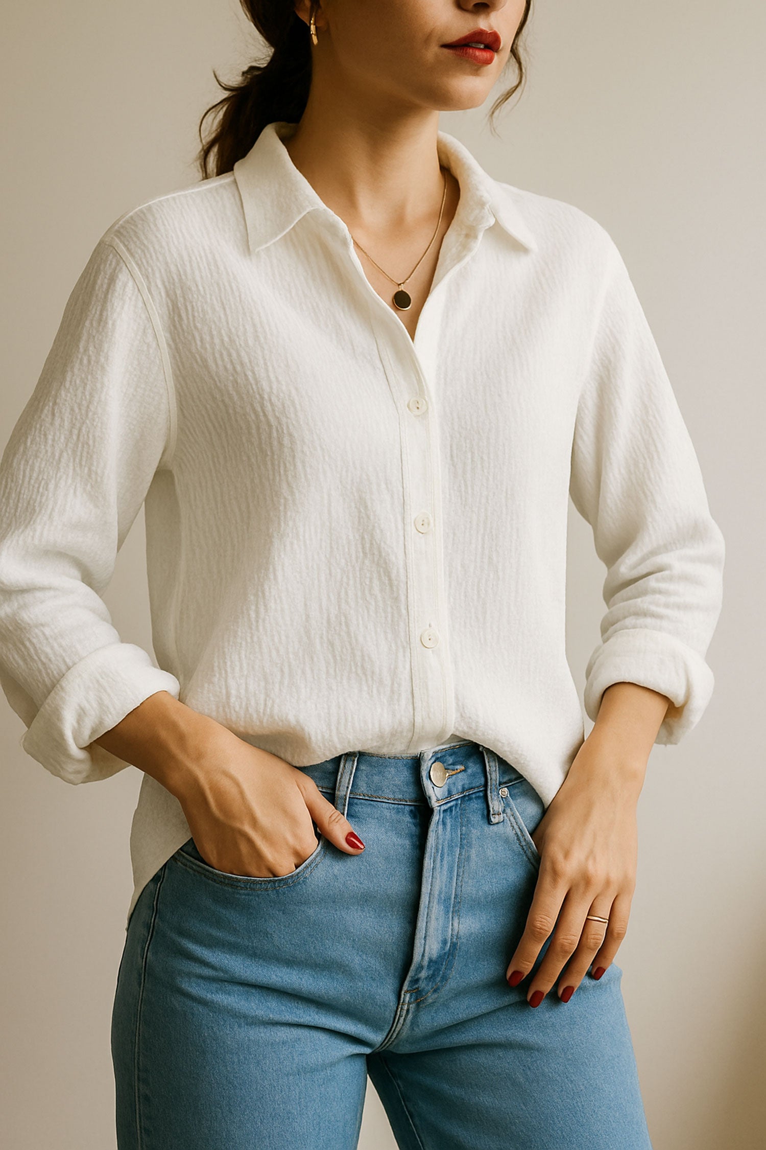 Oversize Texture Shirt White