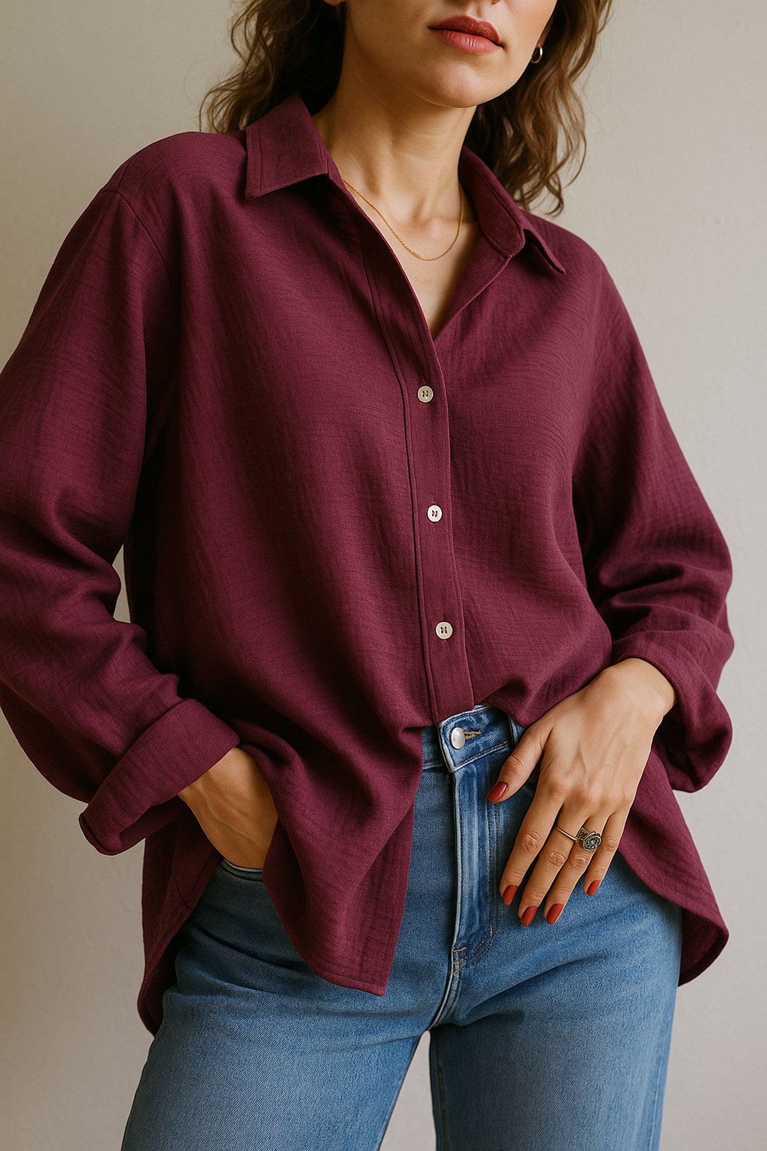 Oversize Texture Shirt Purple