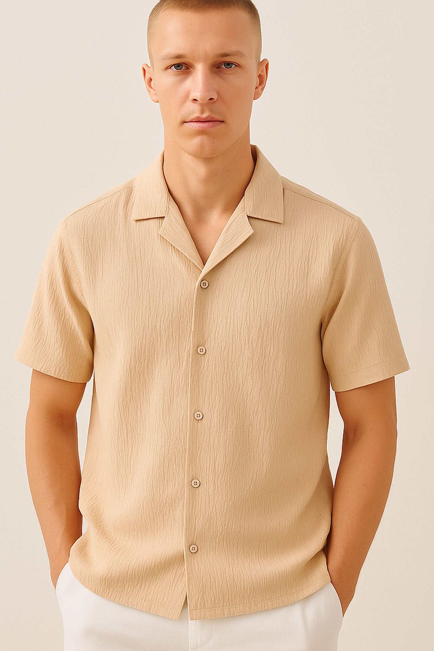 Texture Cuban Collar Shirts