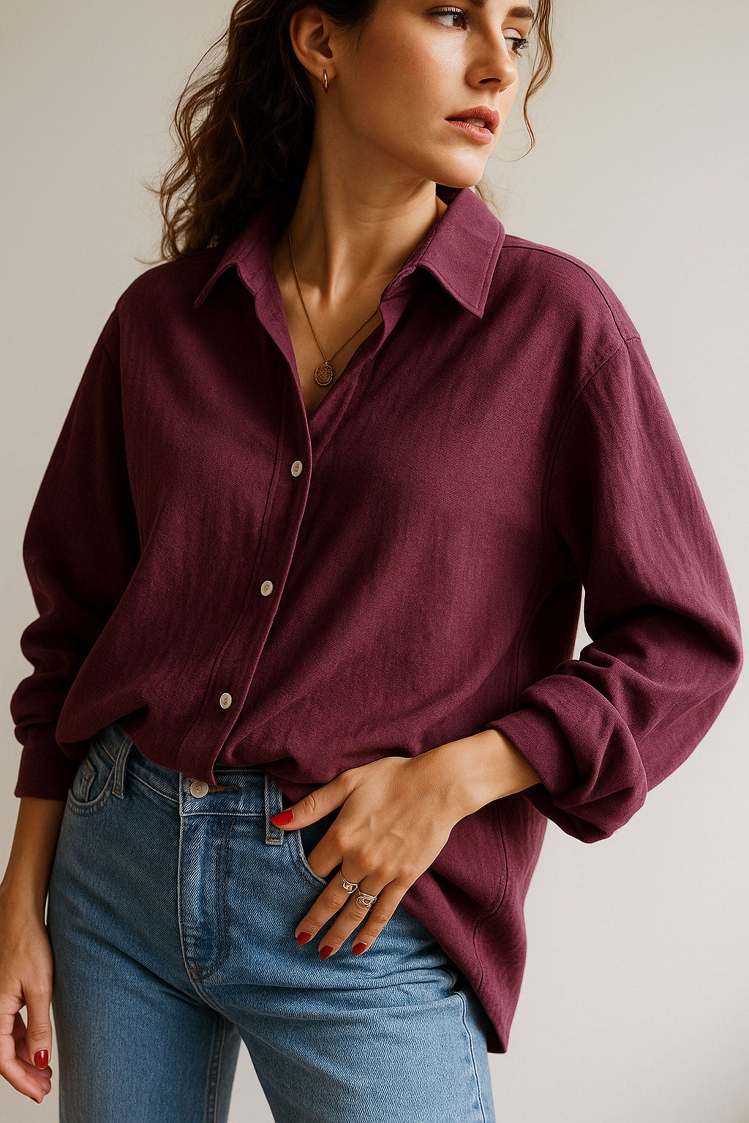 Oversize Texture Shirt Purple