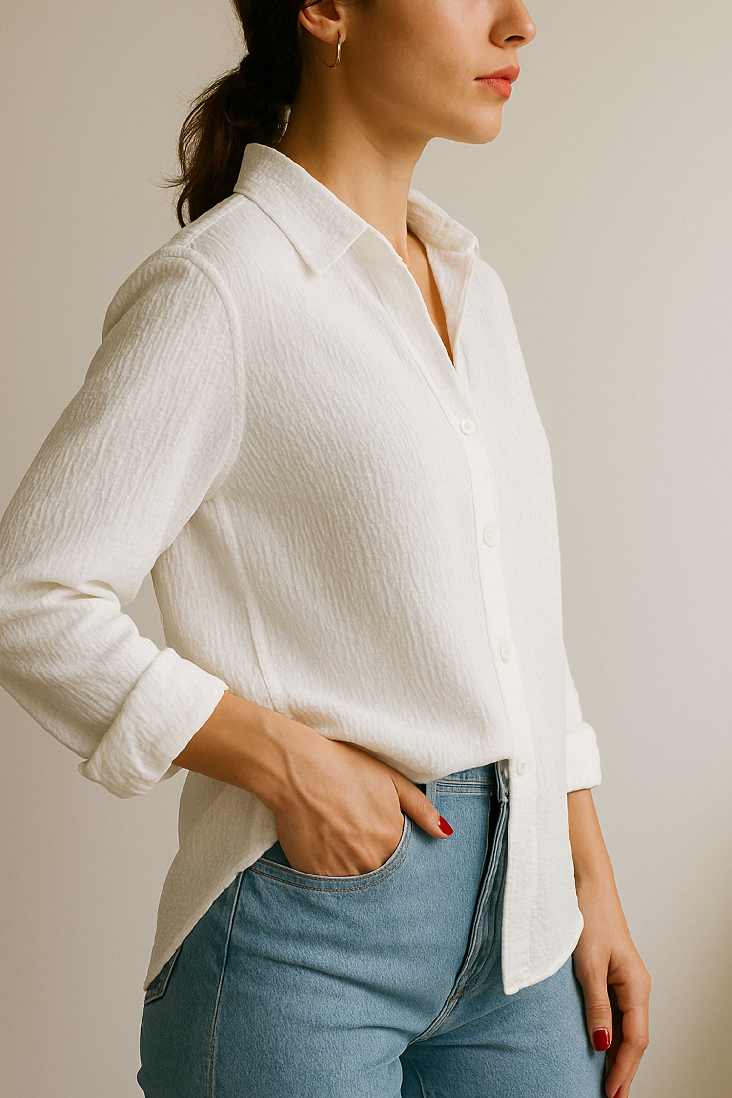 Oversize Texture Shirt White