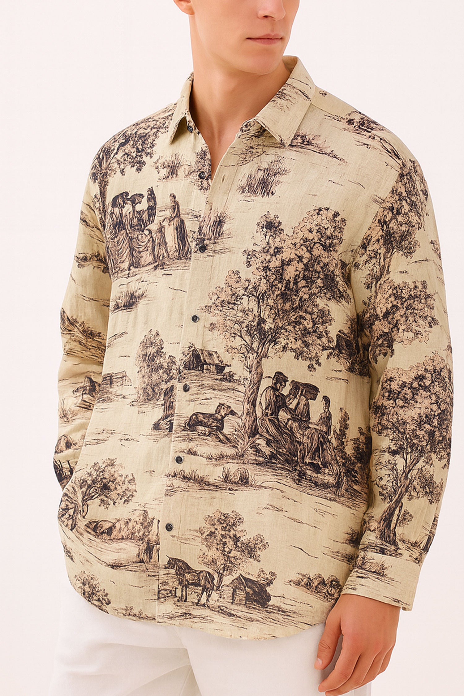 Printed Oversize Fit in Cotton Flax Fabric