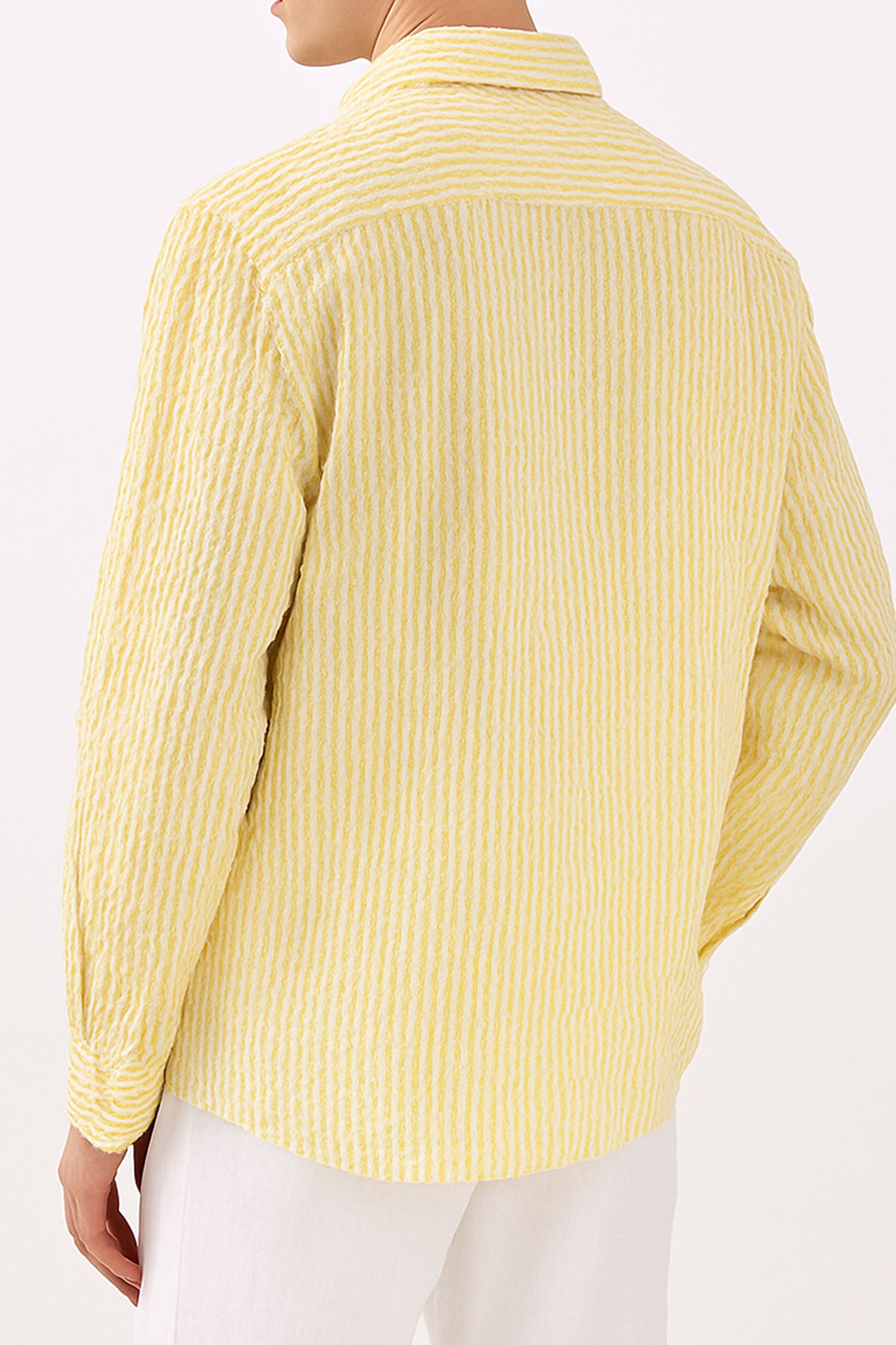 Yellow Seersucker Shirt in over size Fit