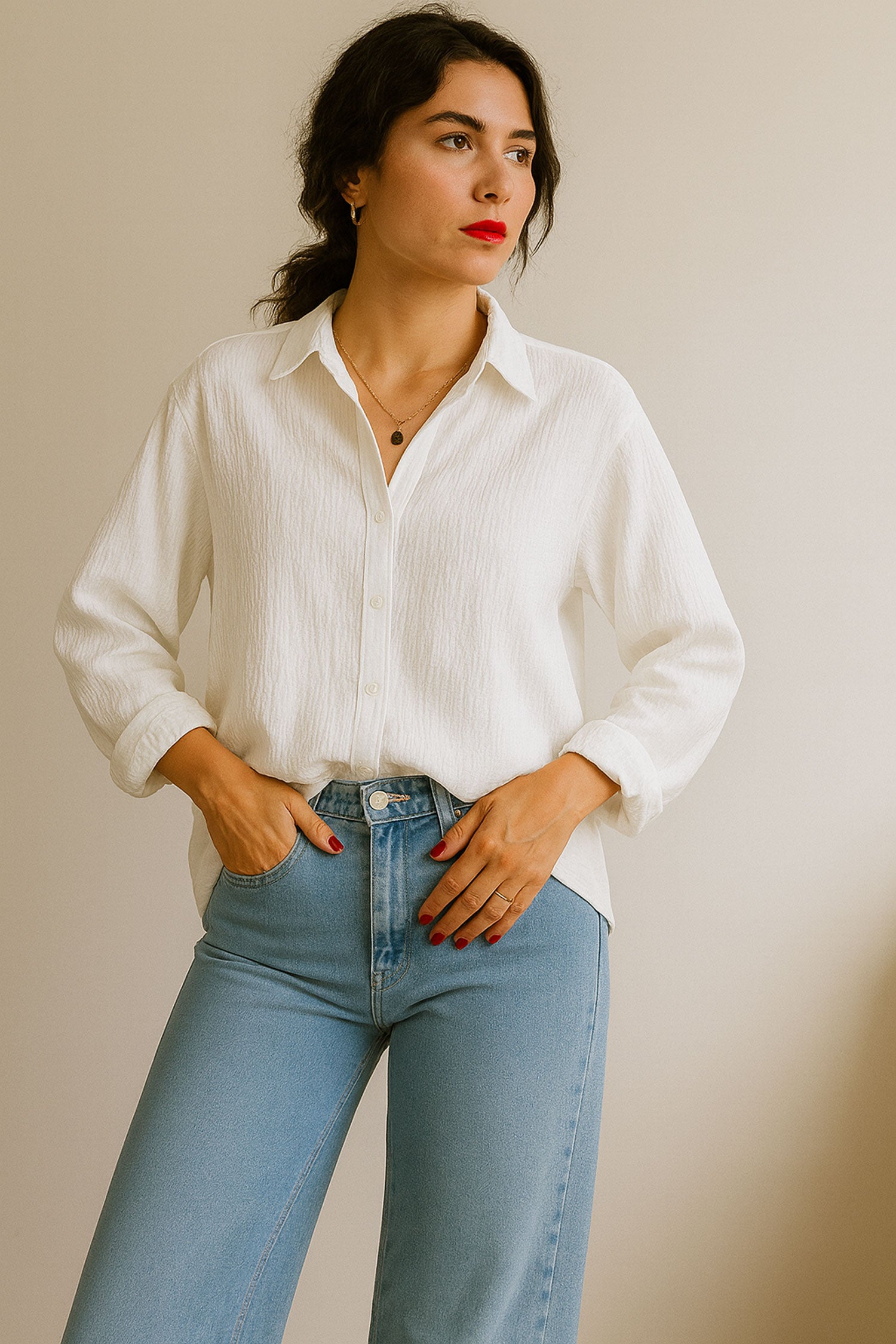 Oversize Texture Shirt White