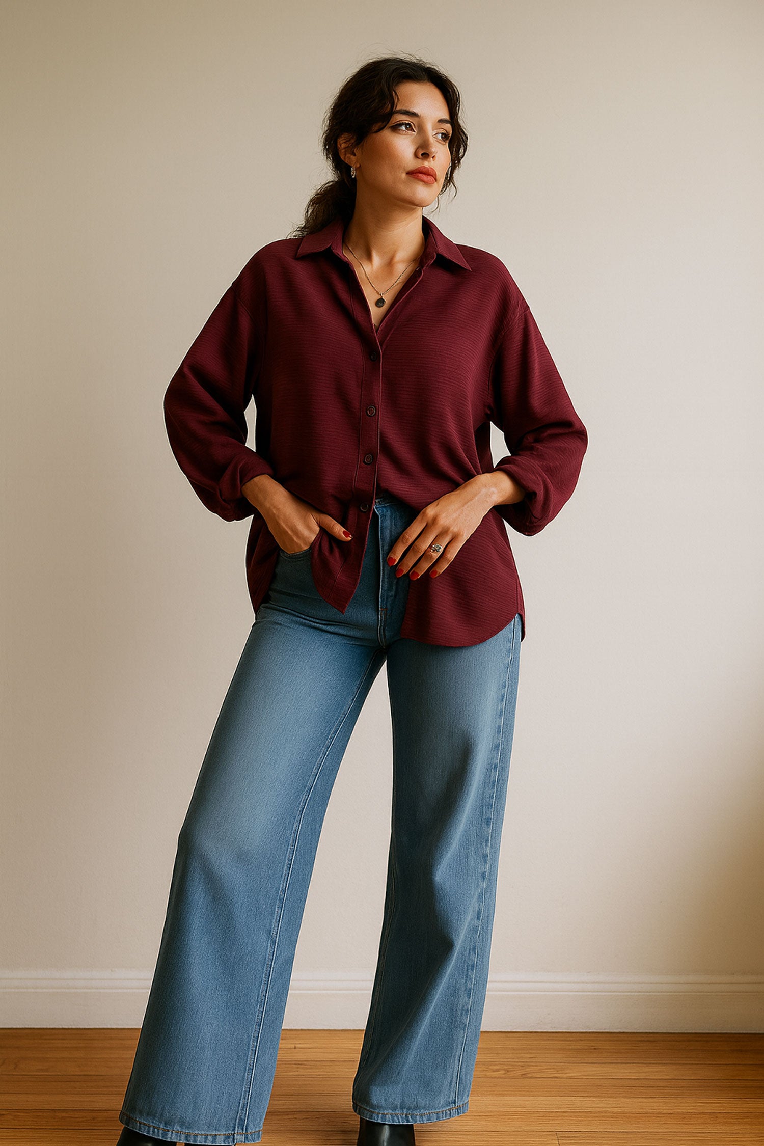 Oversize Texture Shirt Purple