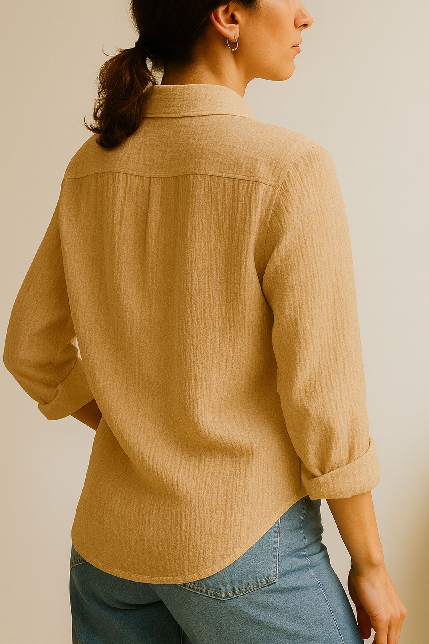 Oversize Texture Shirt Beige