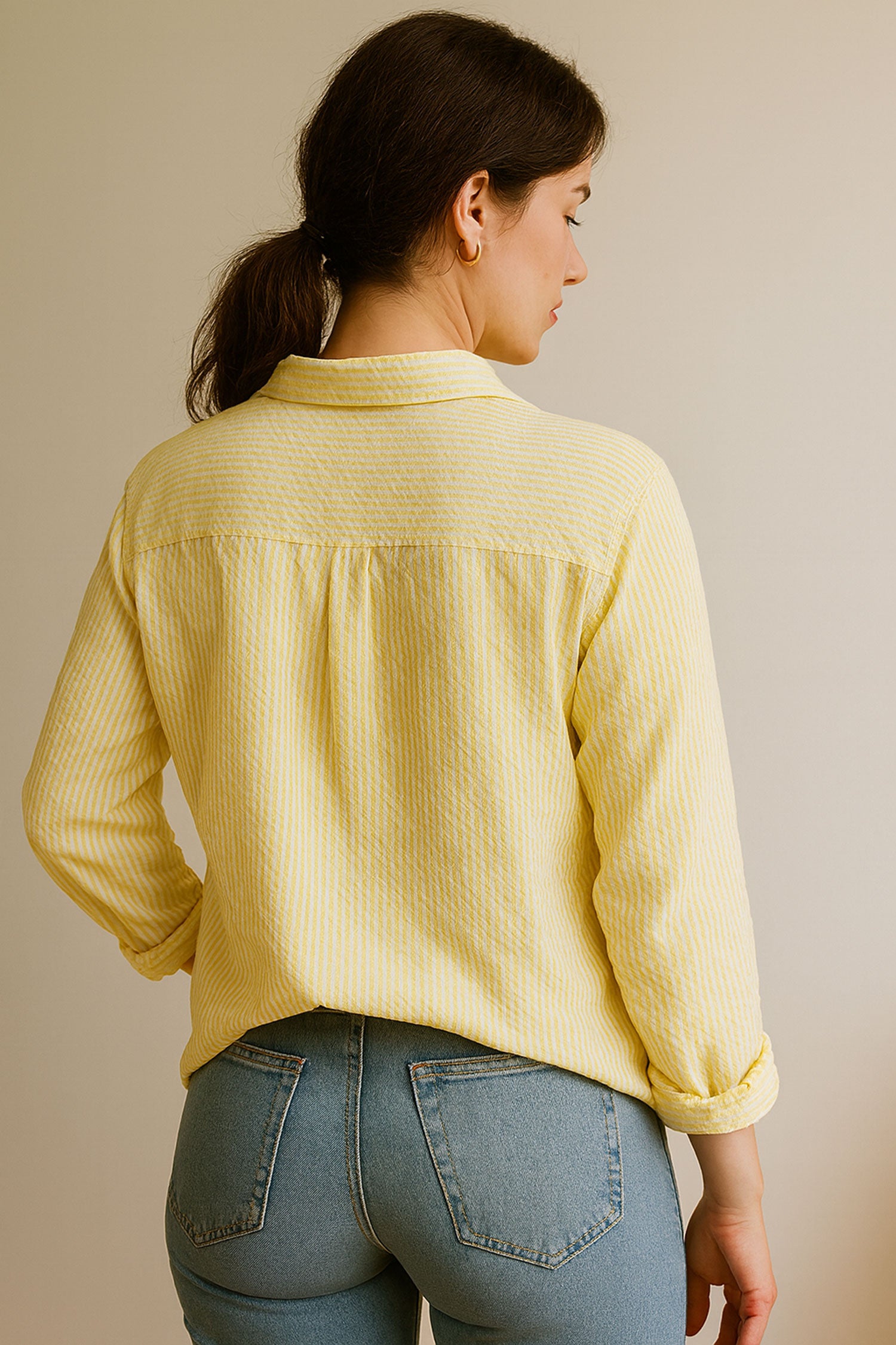 Seersucker Shirt Yellow Striped