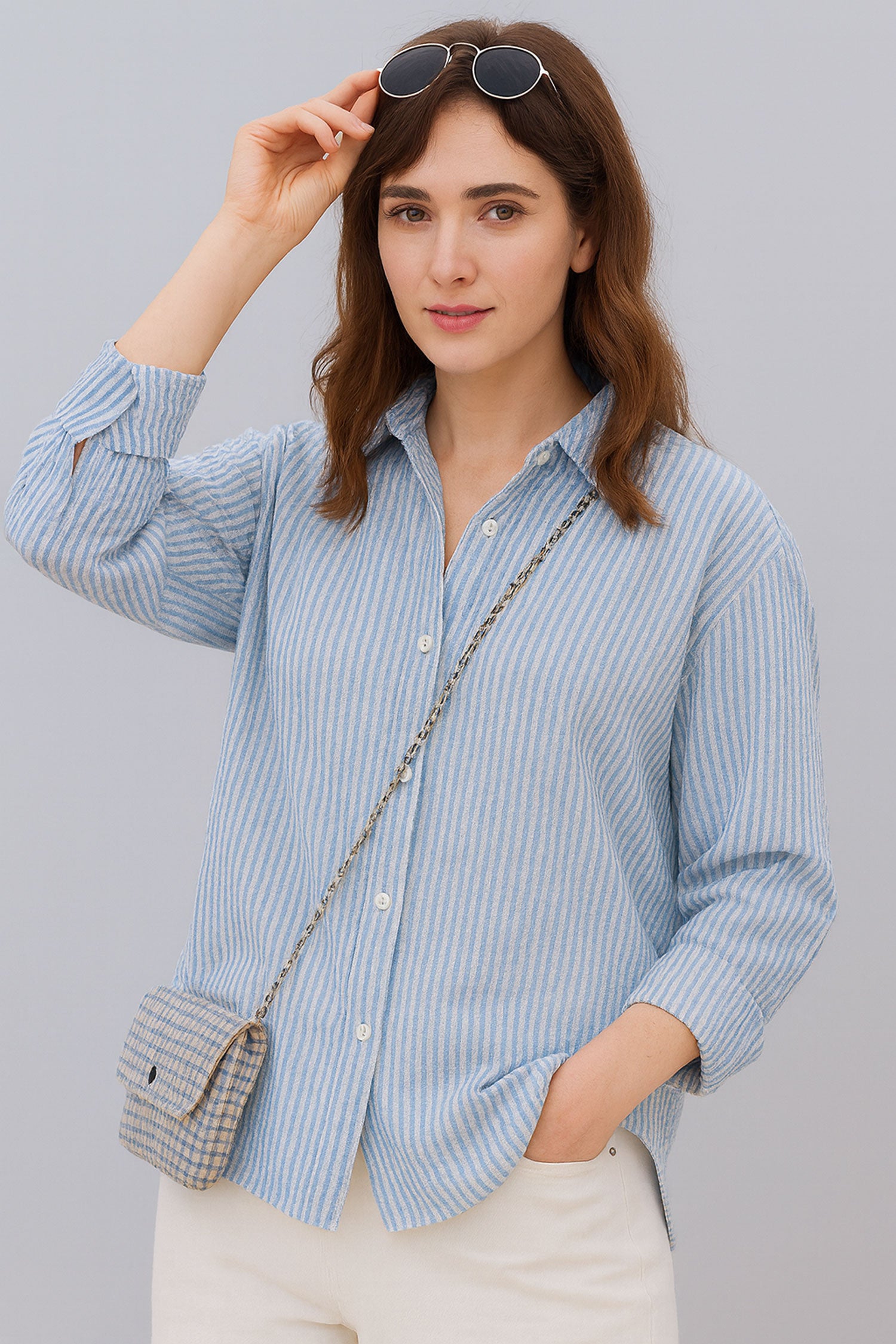 Seersucker Shirt Green Striped