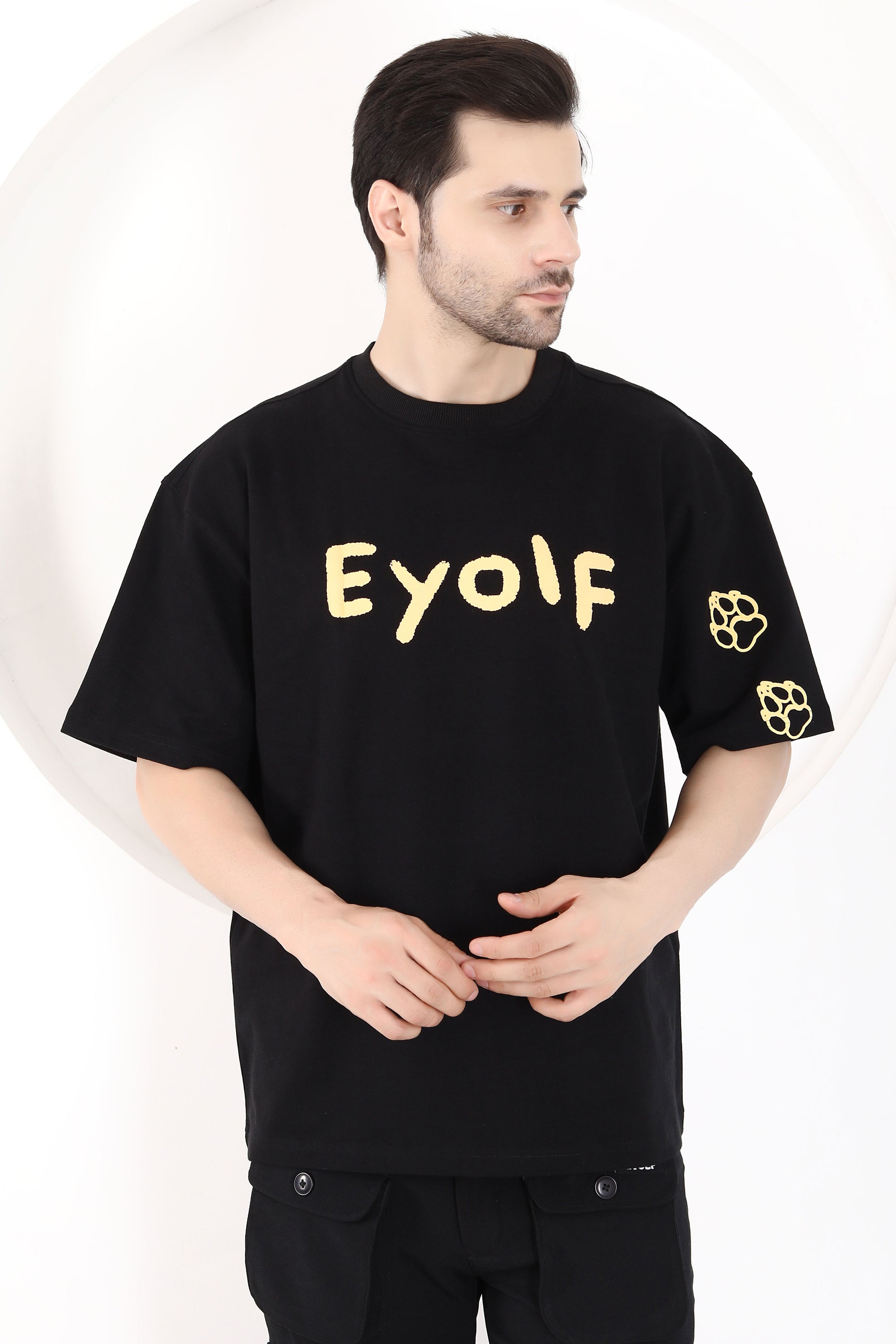 Men Puff Printed Wolf Tshirt