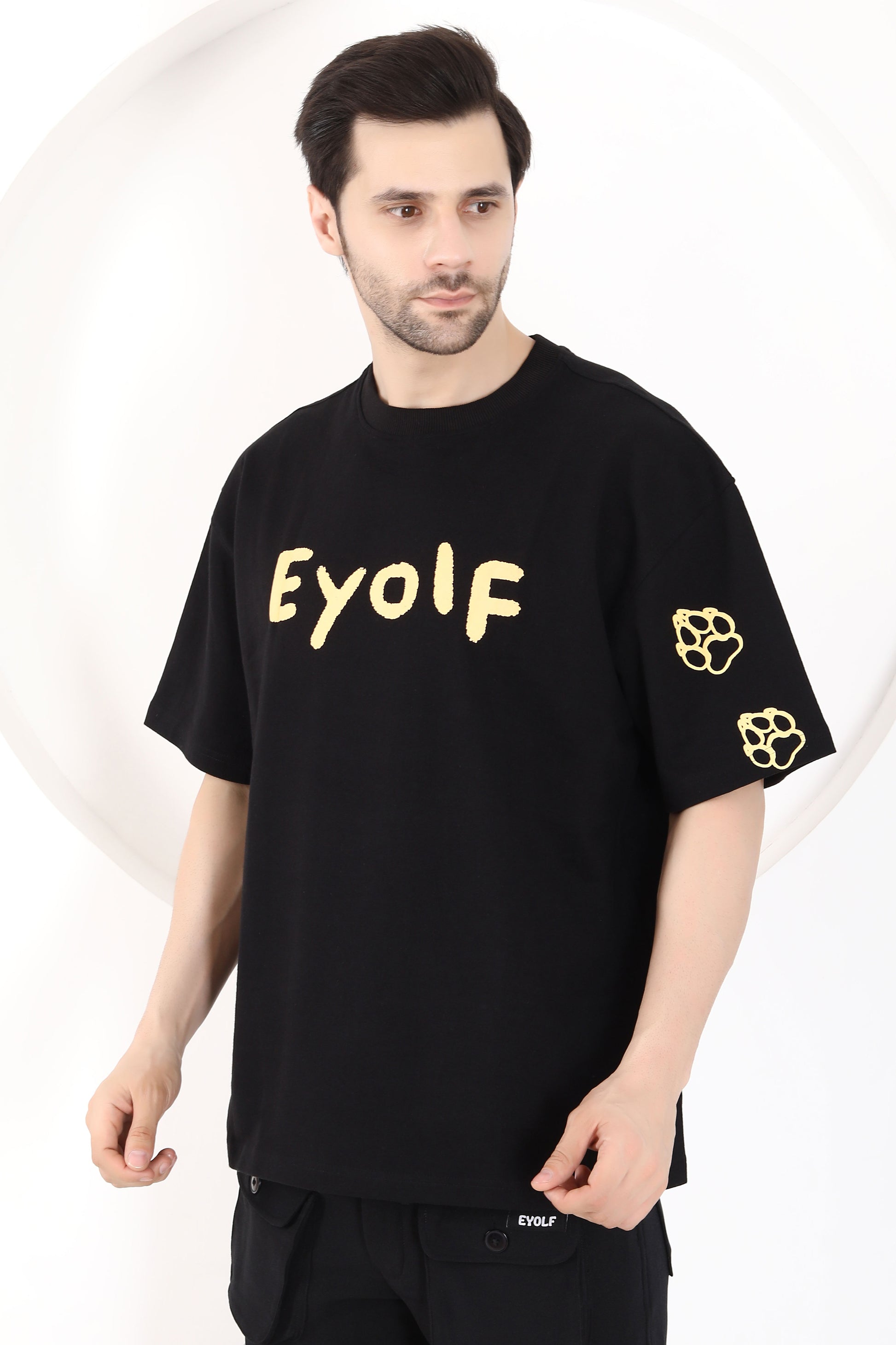 Men Puff Printed Wolf Tshirt