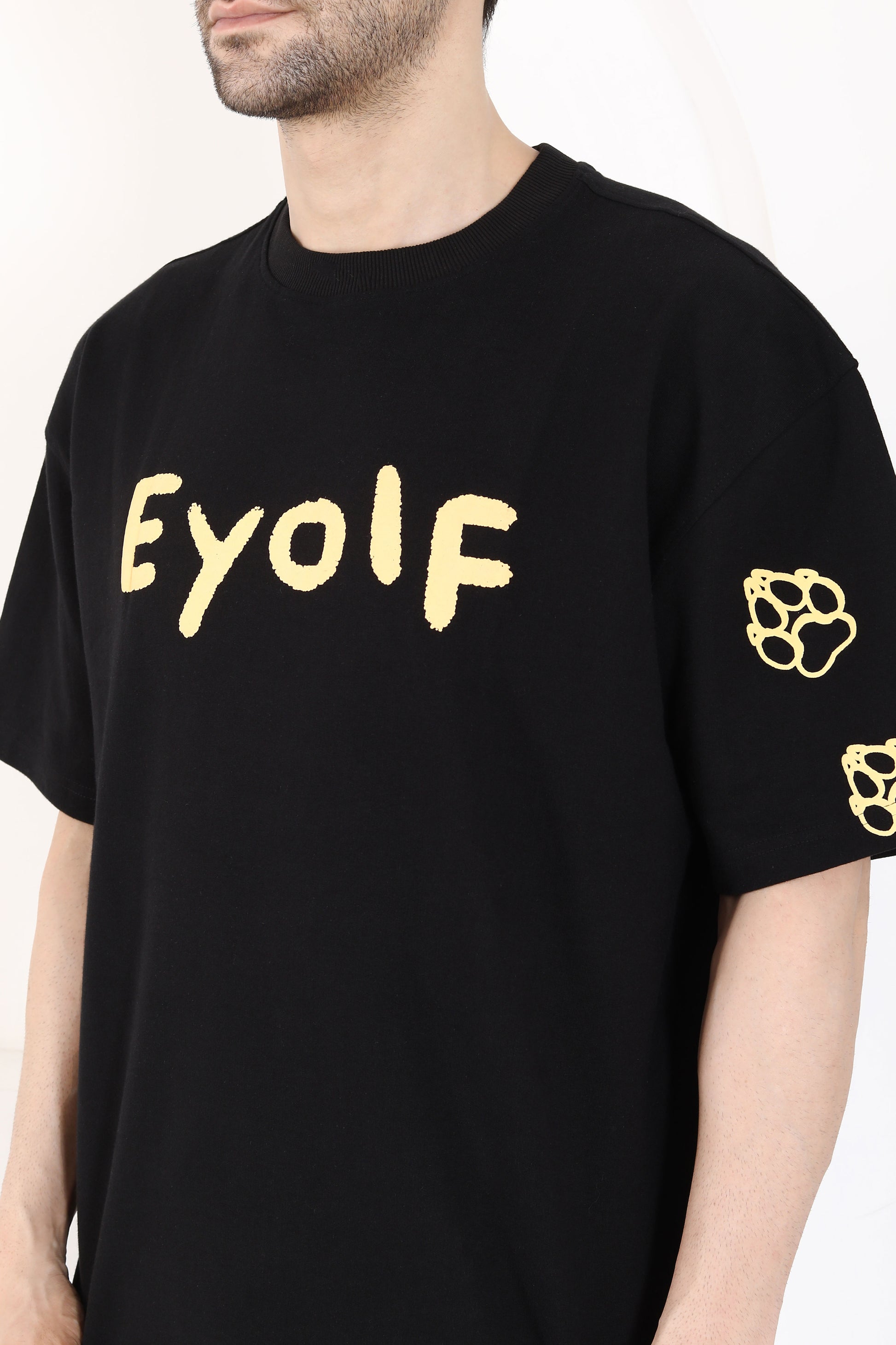 Men Puff Printed Wolf Tshirt
