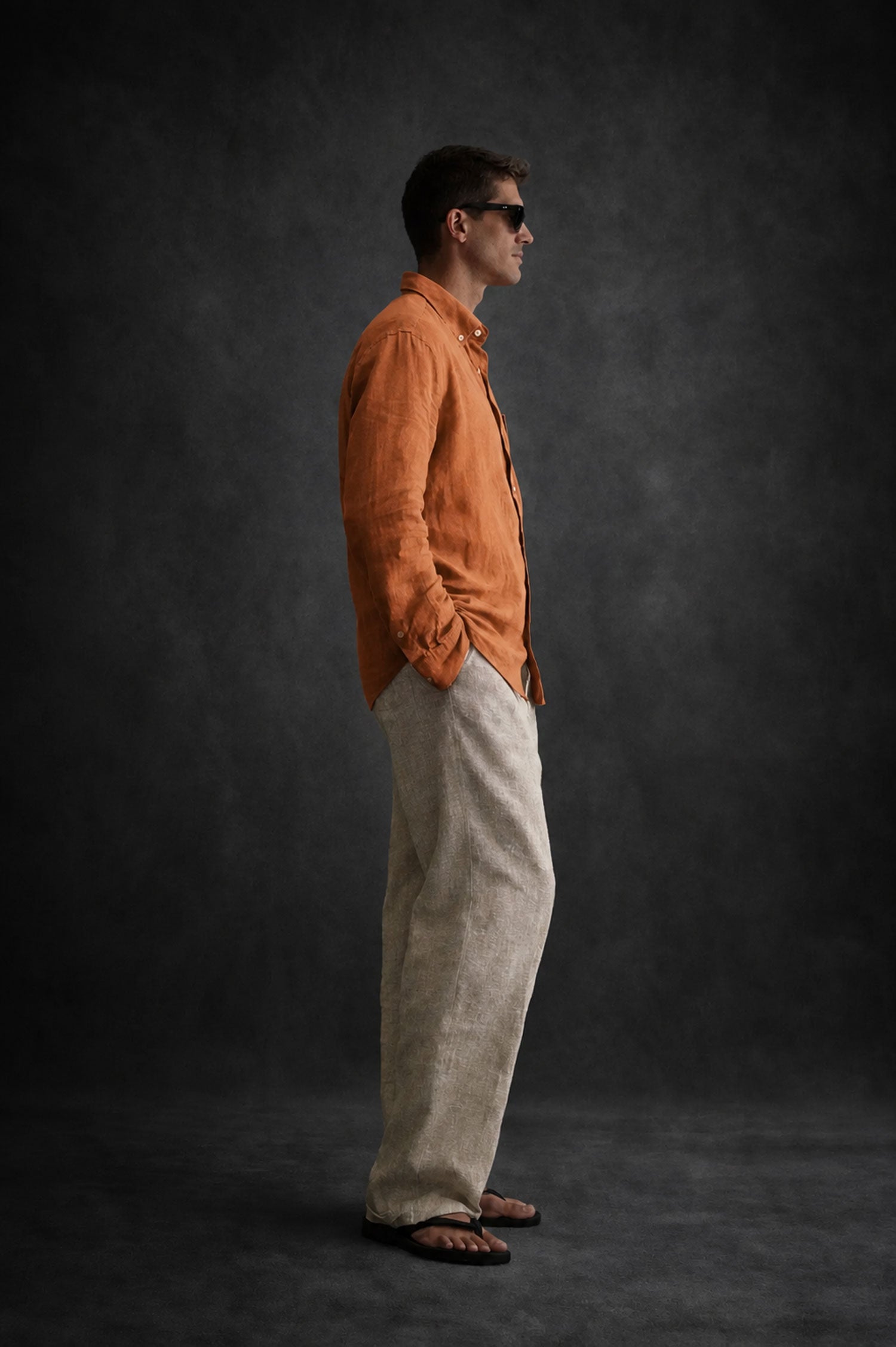 Men 60 Lea Linen Shirt- Dusty Orange