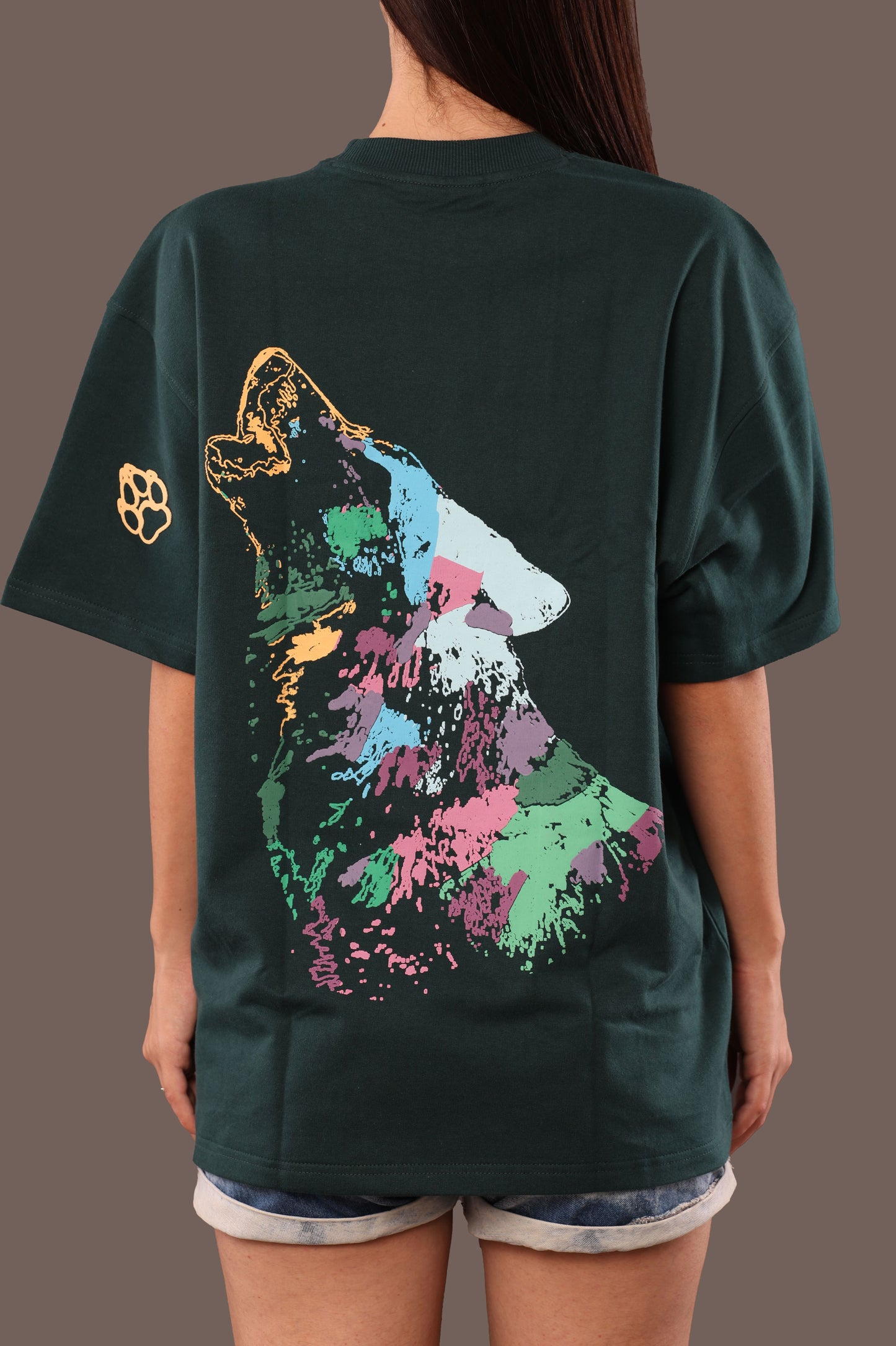 MoonLight Paws Oversize Tshirt - Bottle Green