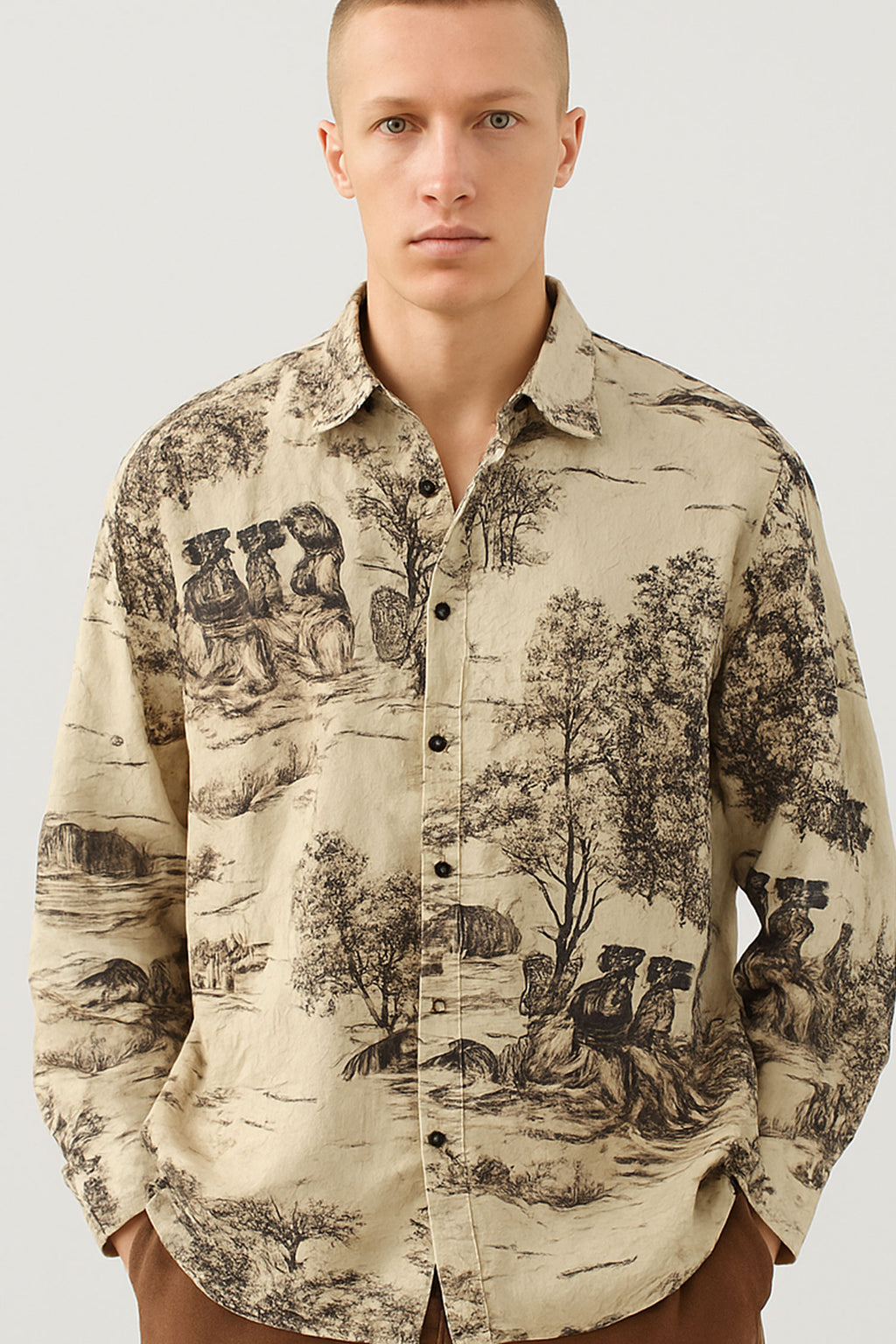 Printed Oversize Fit in Cotton Flax Fabric