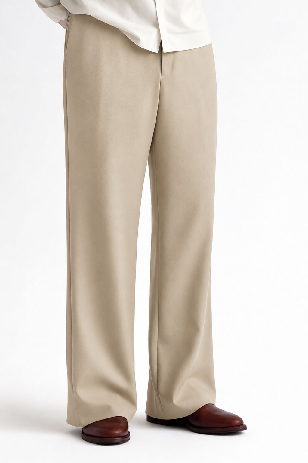 Men Straight Fit Trouser-Beige