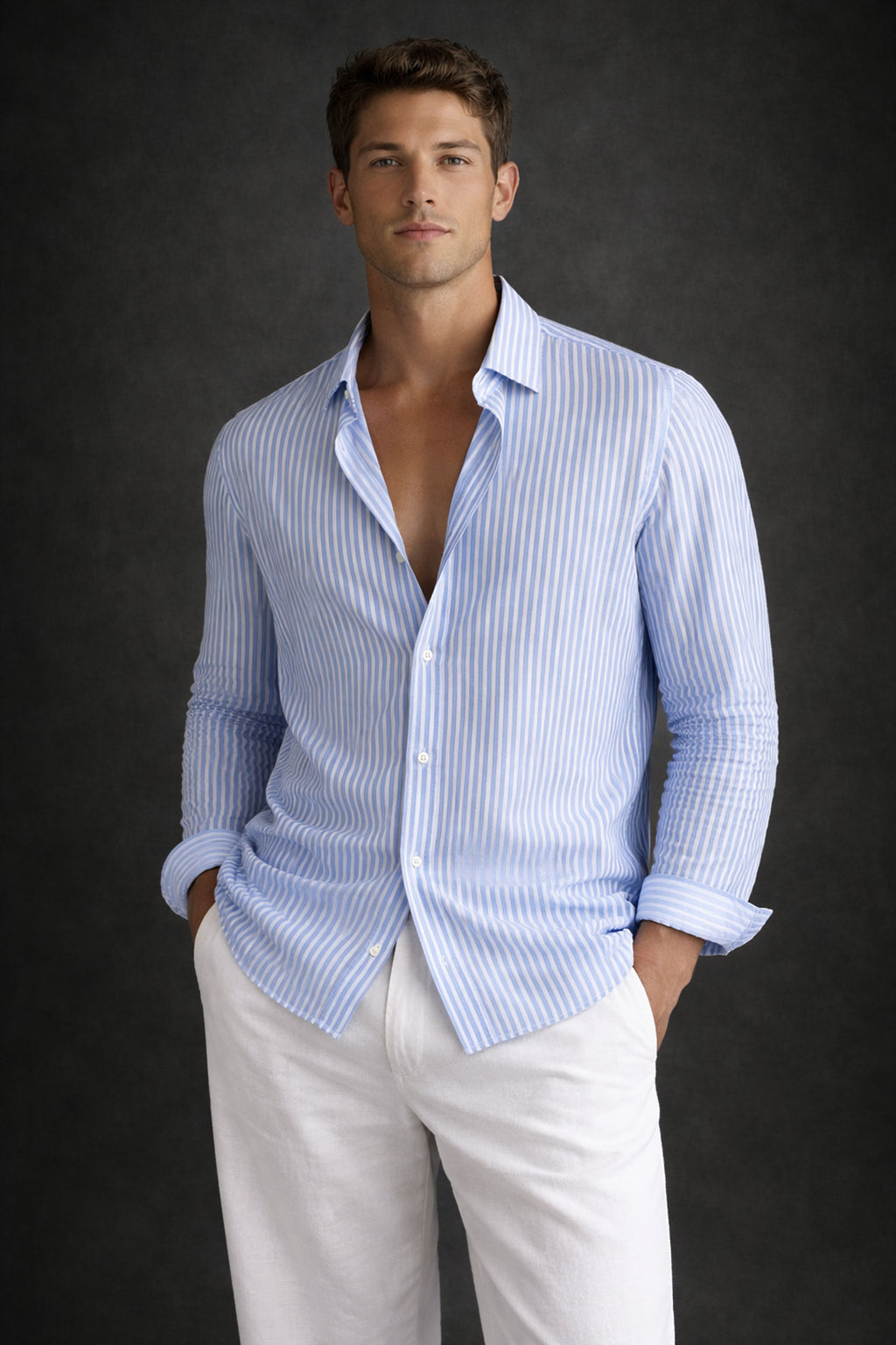 SeerSucker Shirt in Relaxed Fit-Blue