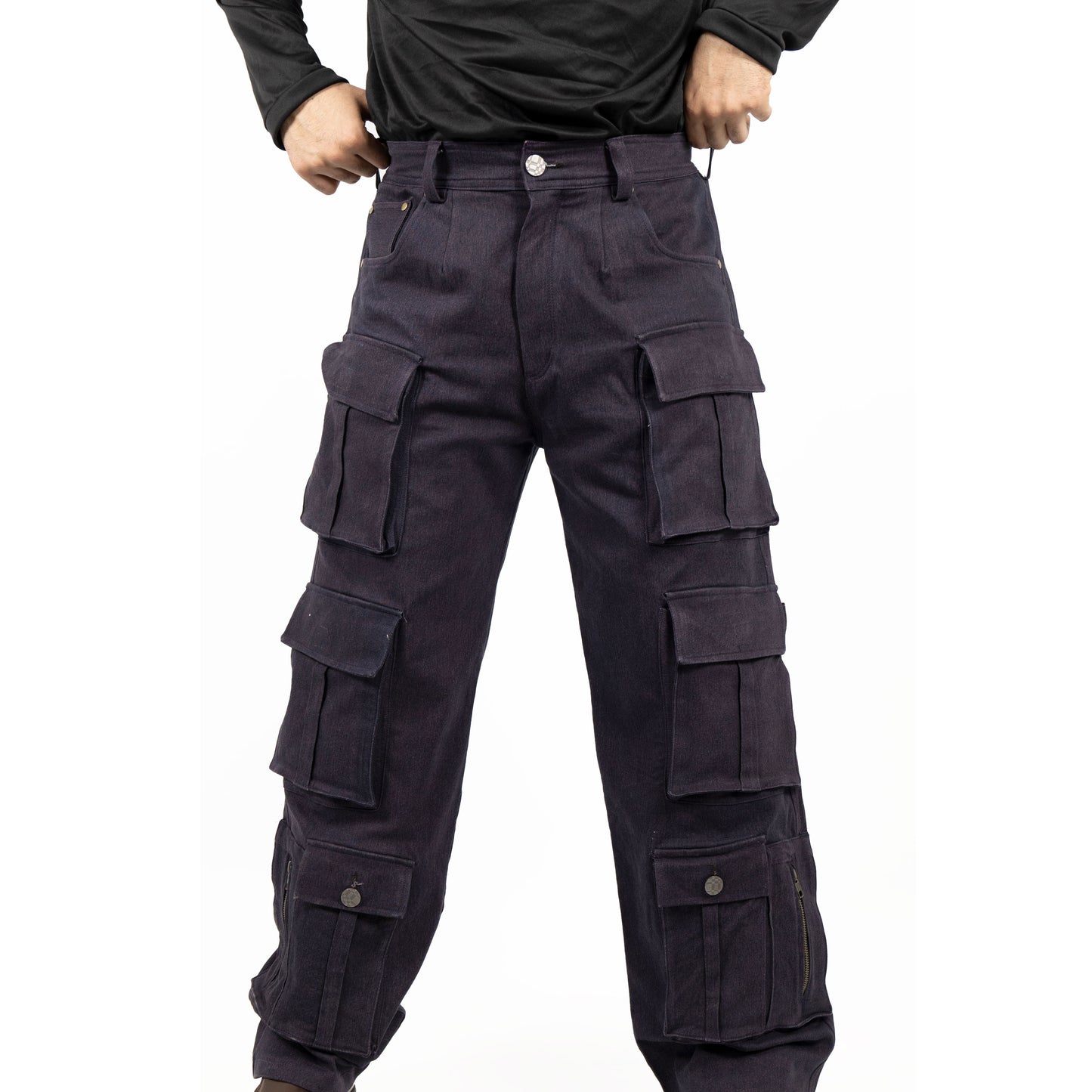 8 Pocket Baggy Fit Denim Cargo