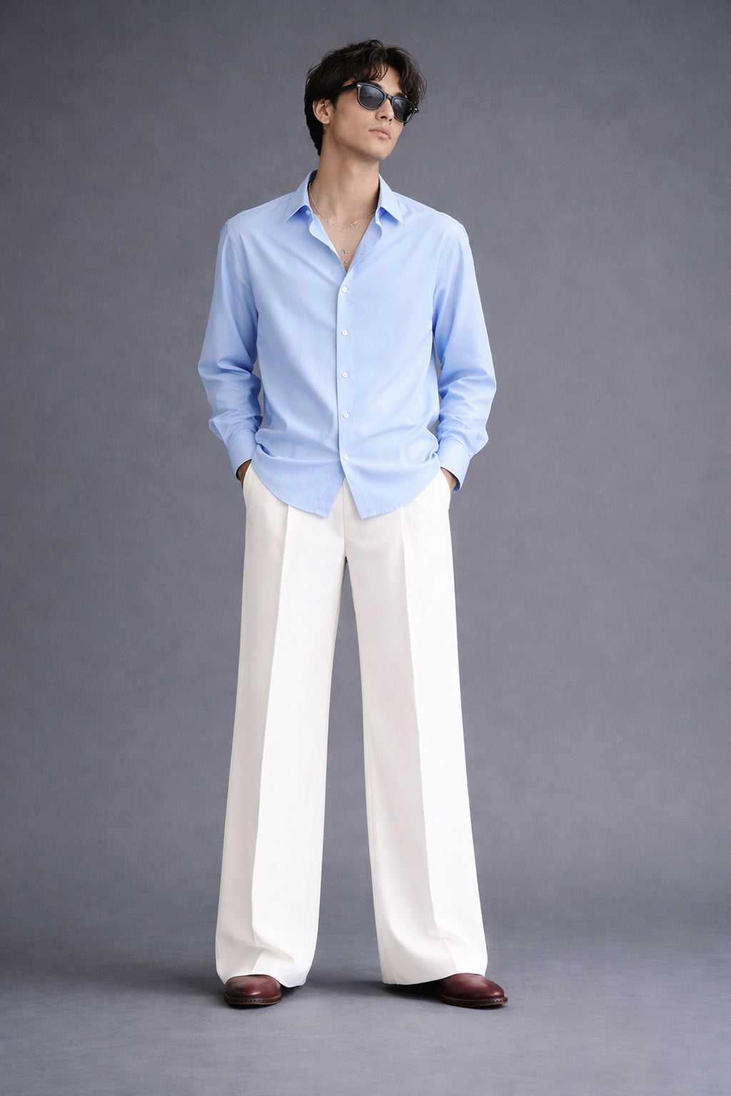 Sky Blue Evening Shirt- Regular Fit