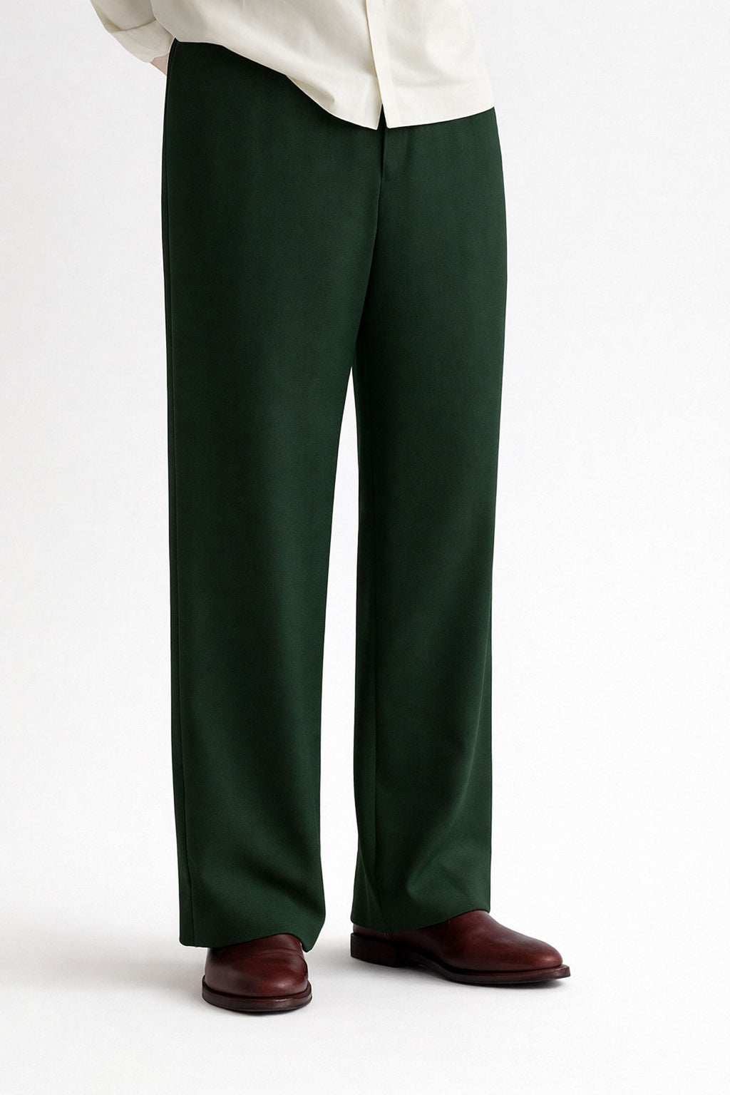 Men Straight Fit Pants- Dark Green
