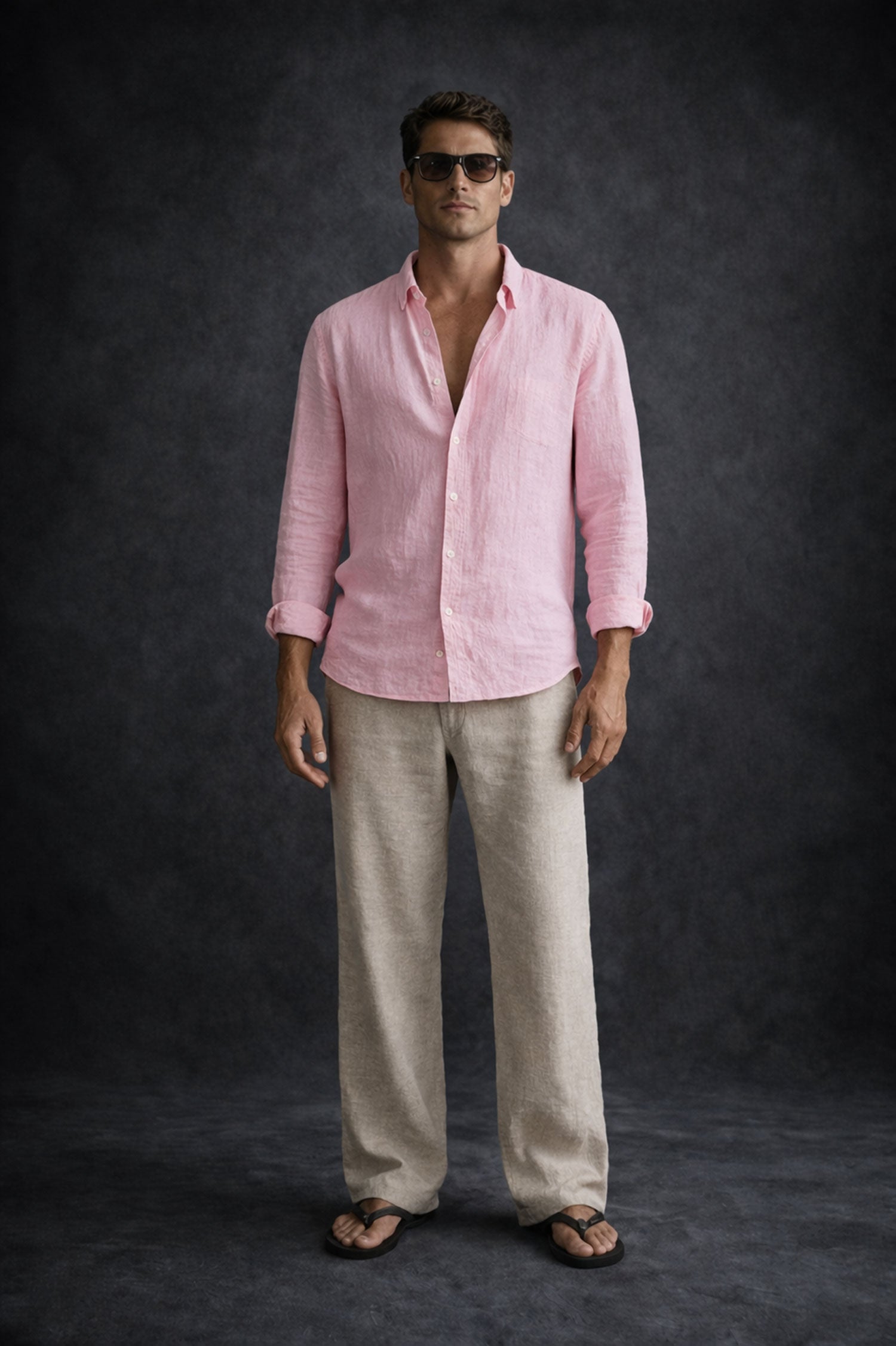 Men Linen Shirt- Light Pink