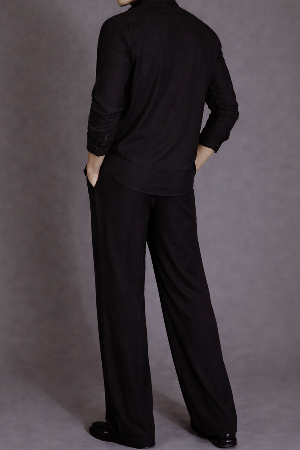 Black Lace Evening Full Sleeves Shirt- Black