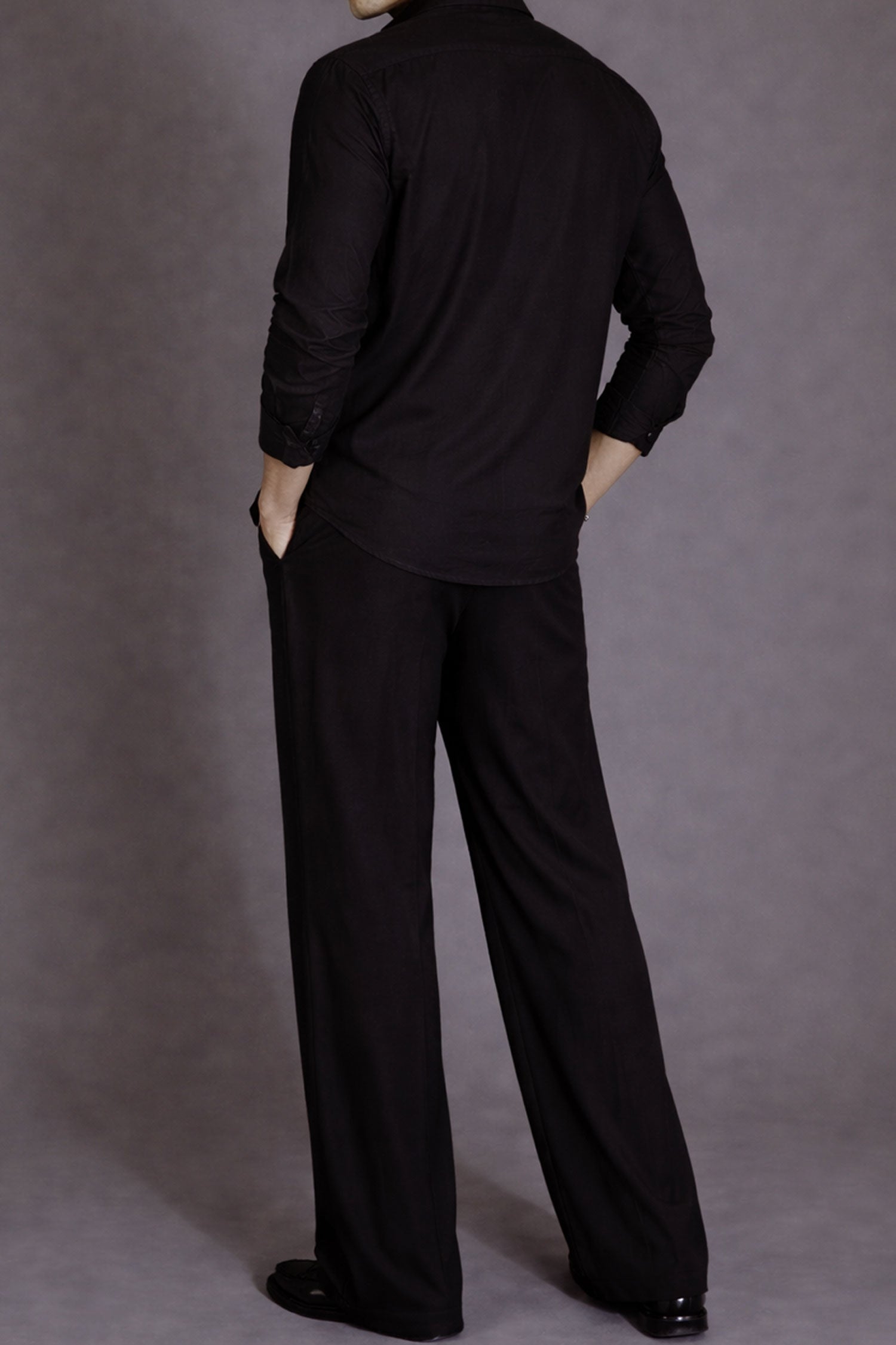 Black Lace Evening Full Sleeves Shirt- Black