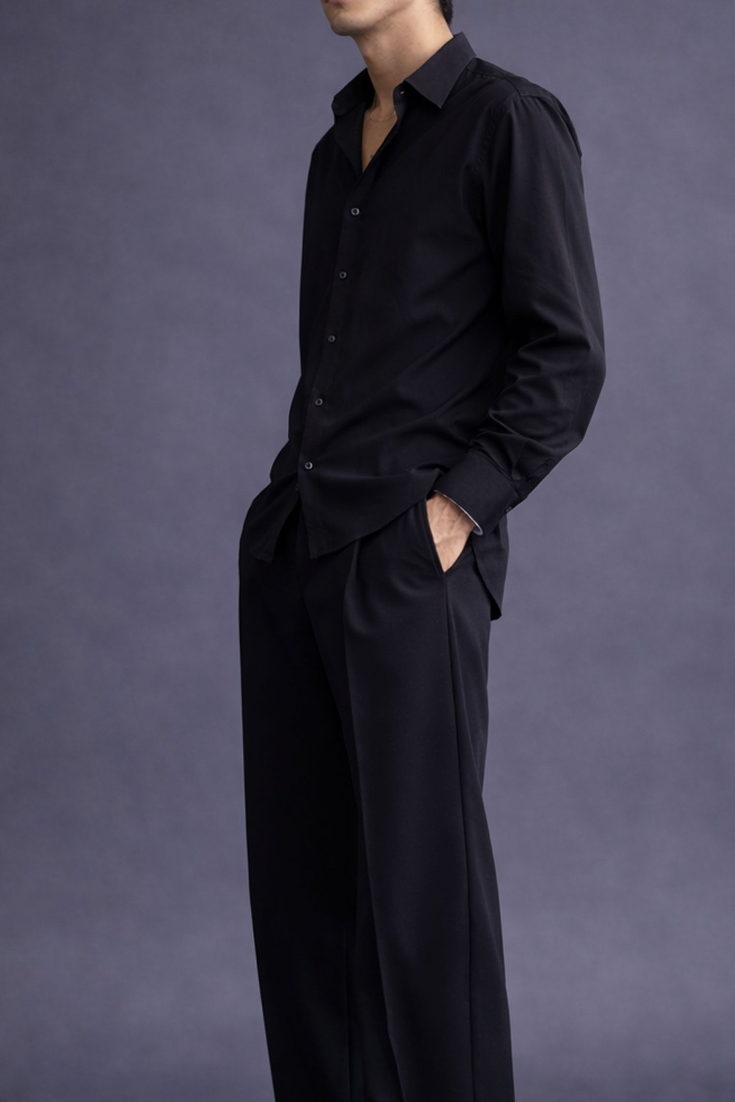 Black Evening Shirt- Regular Fit