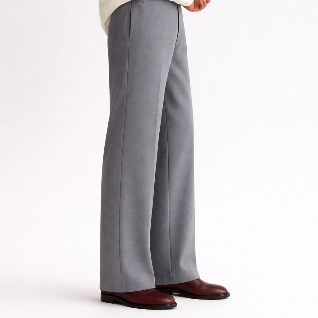 Men Straight Fit Pants- Light Grey