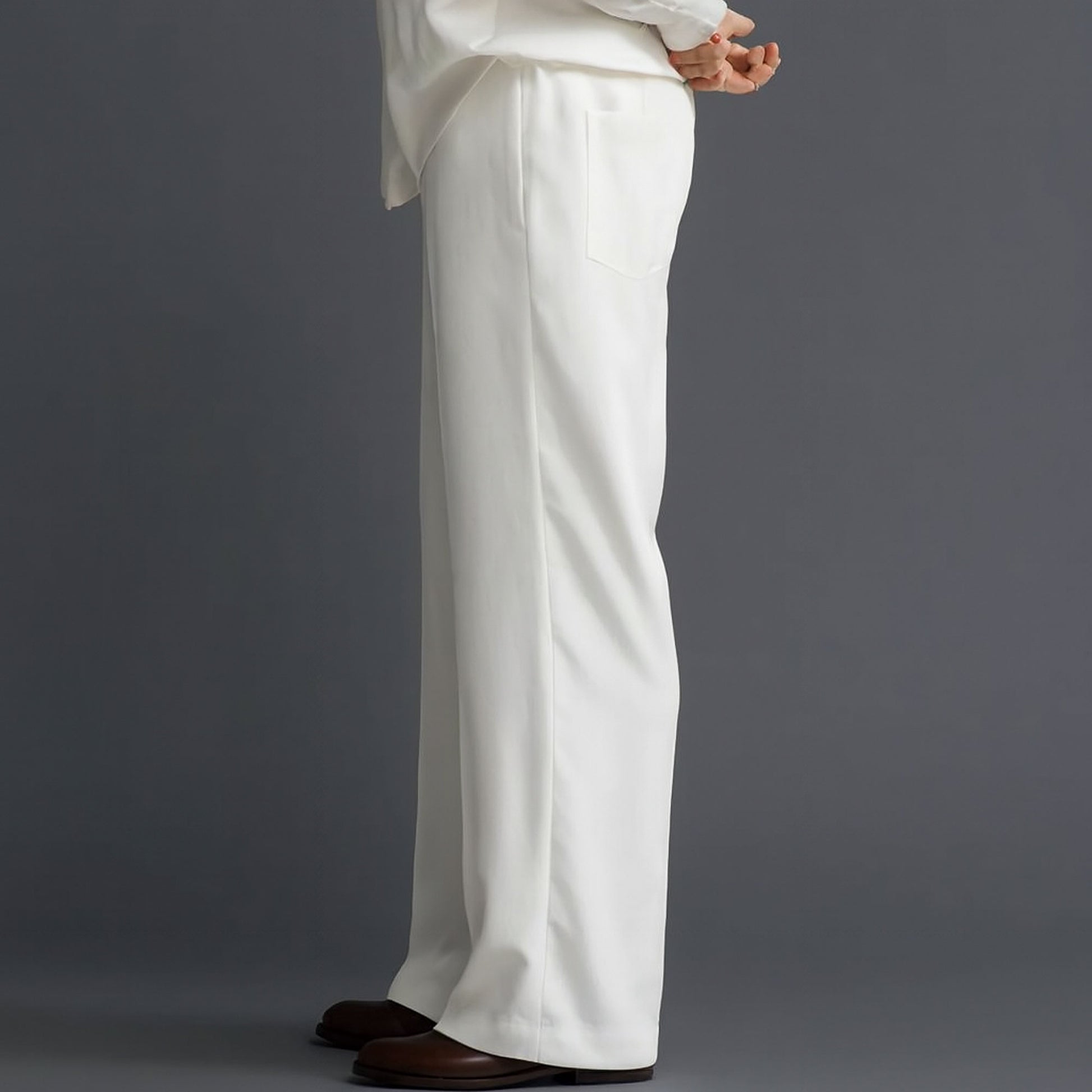 Men Straight Fit Trouser-White