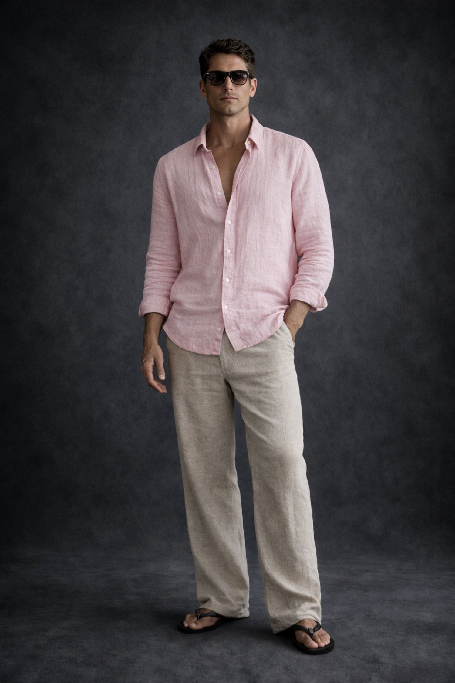 Men Linen Shirt- Light Pink