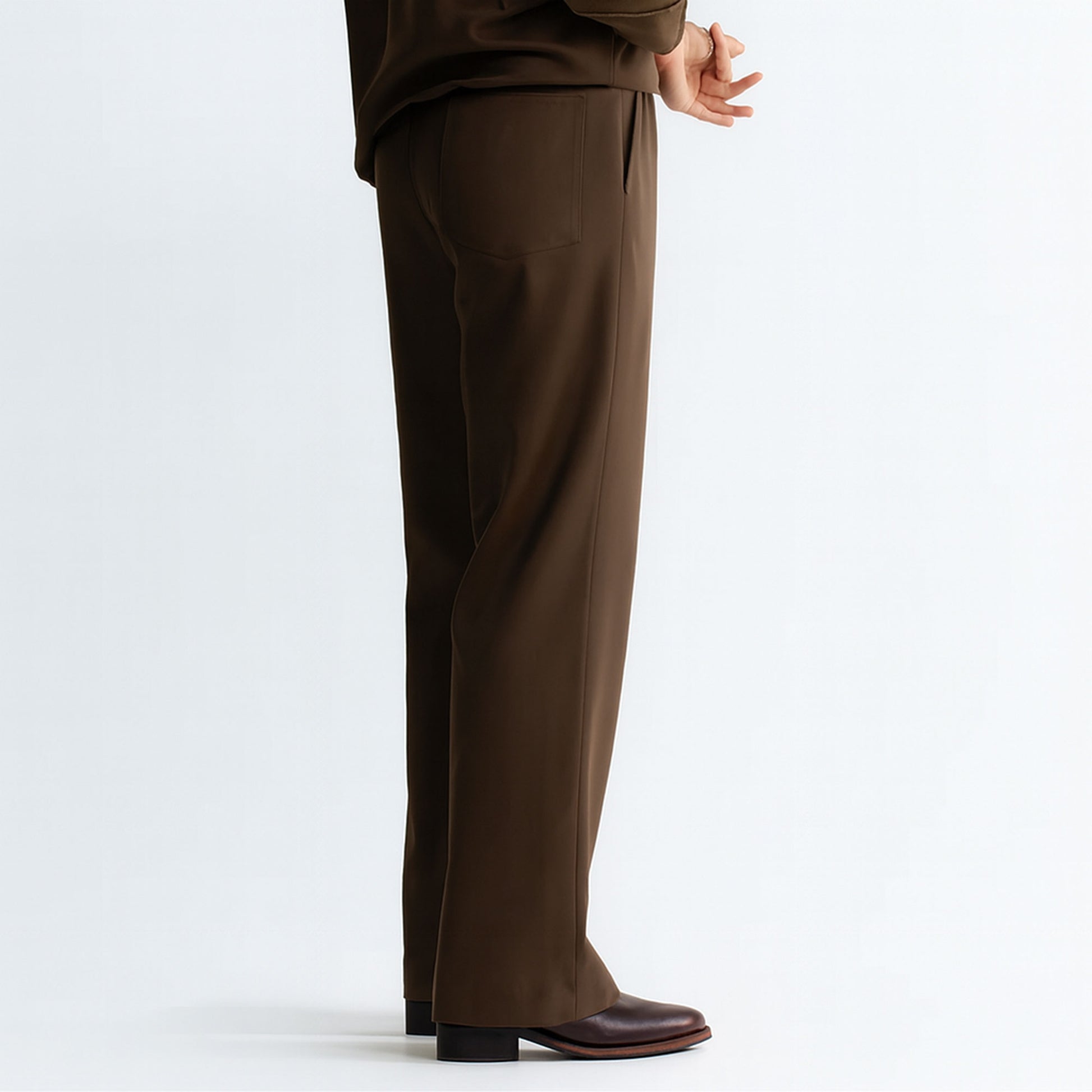 Men Straight Fit Trouser-Brown