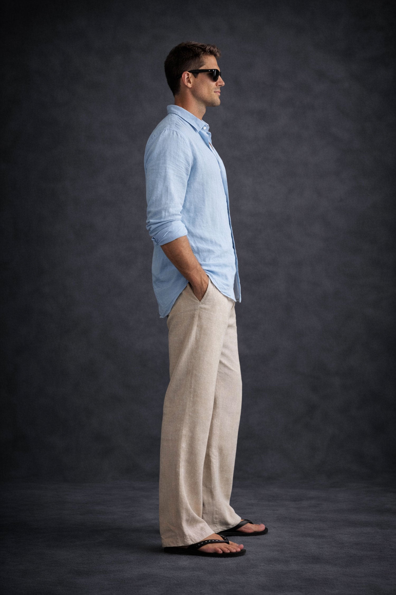 Men Linen Shirt- Sky Blue