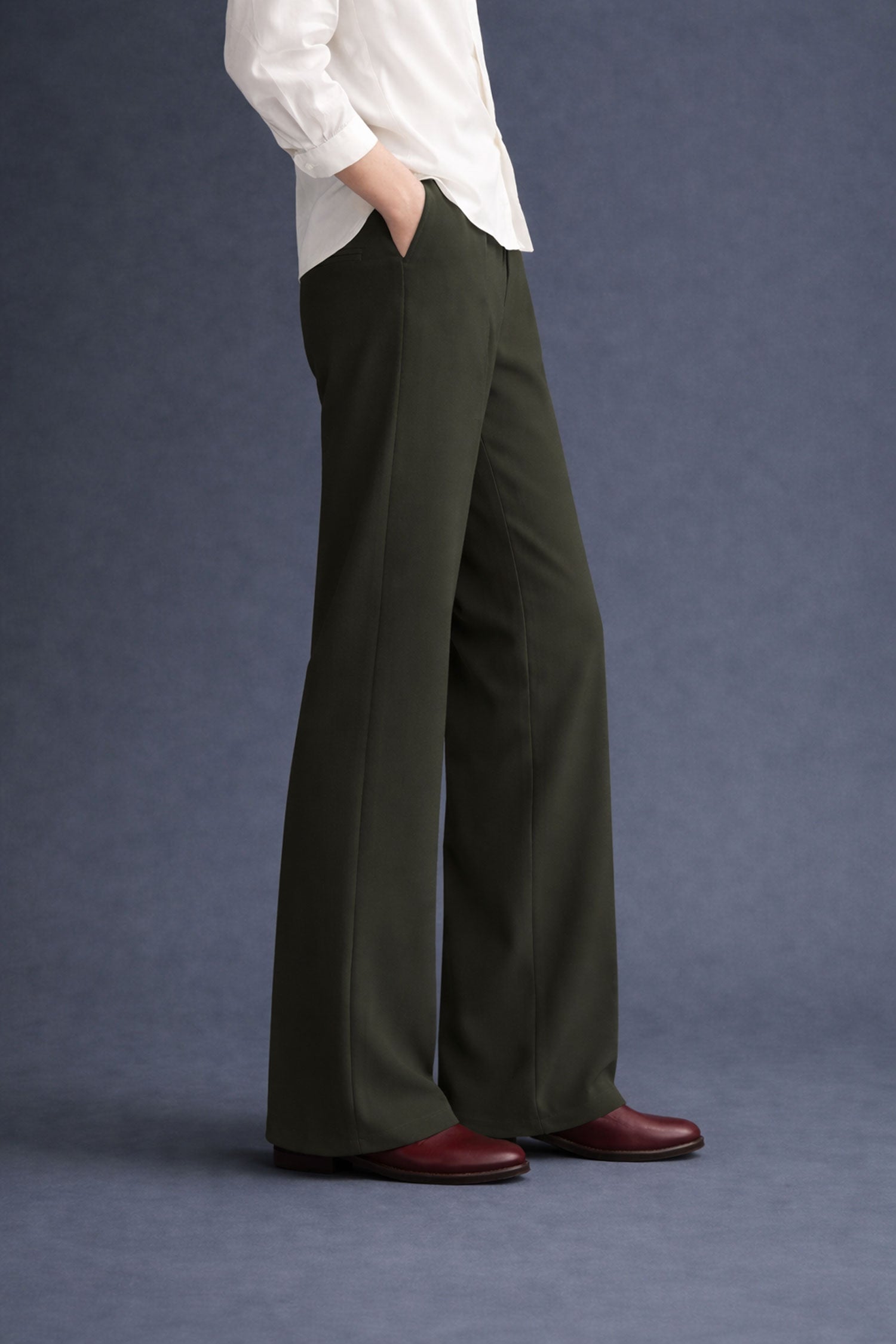 Wide Leg Pants-Dark Olive