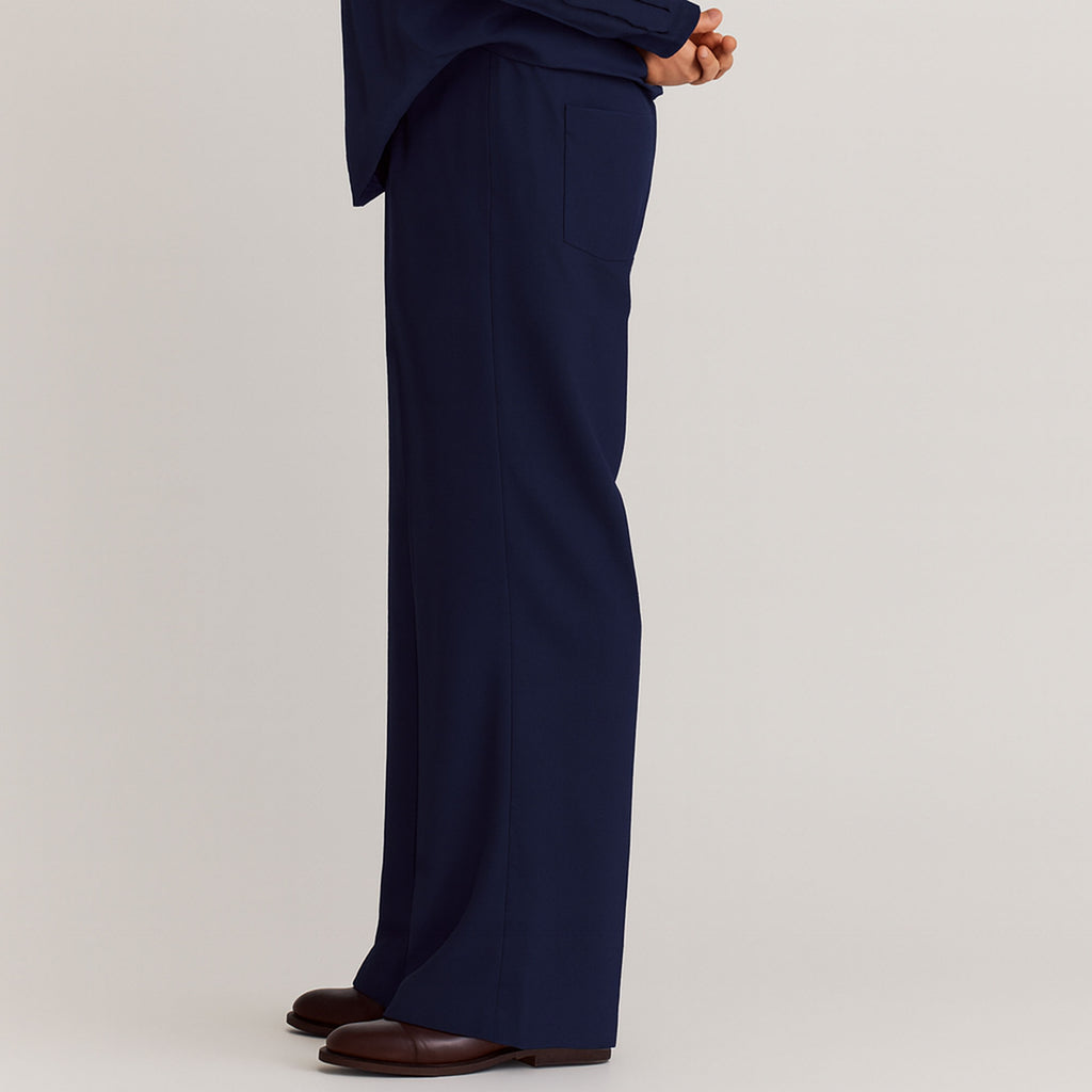 Men Straight Fit Trouser-Navy Blue