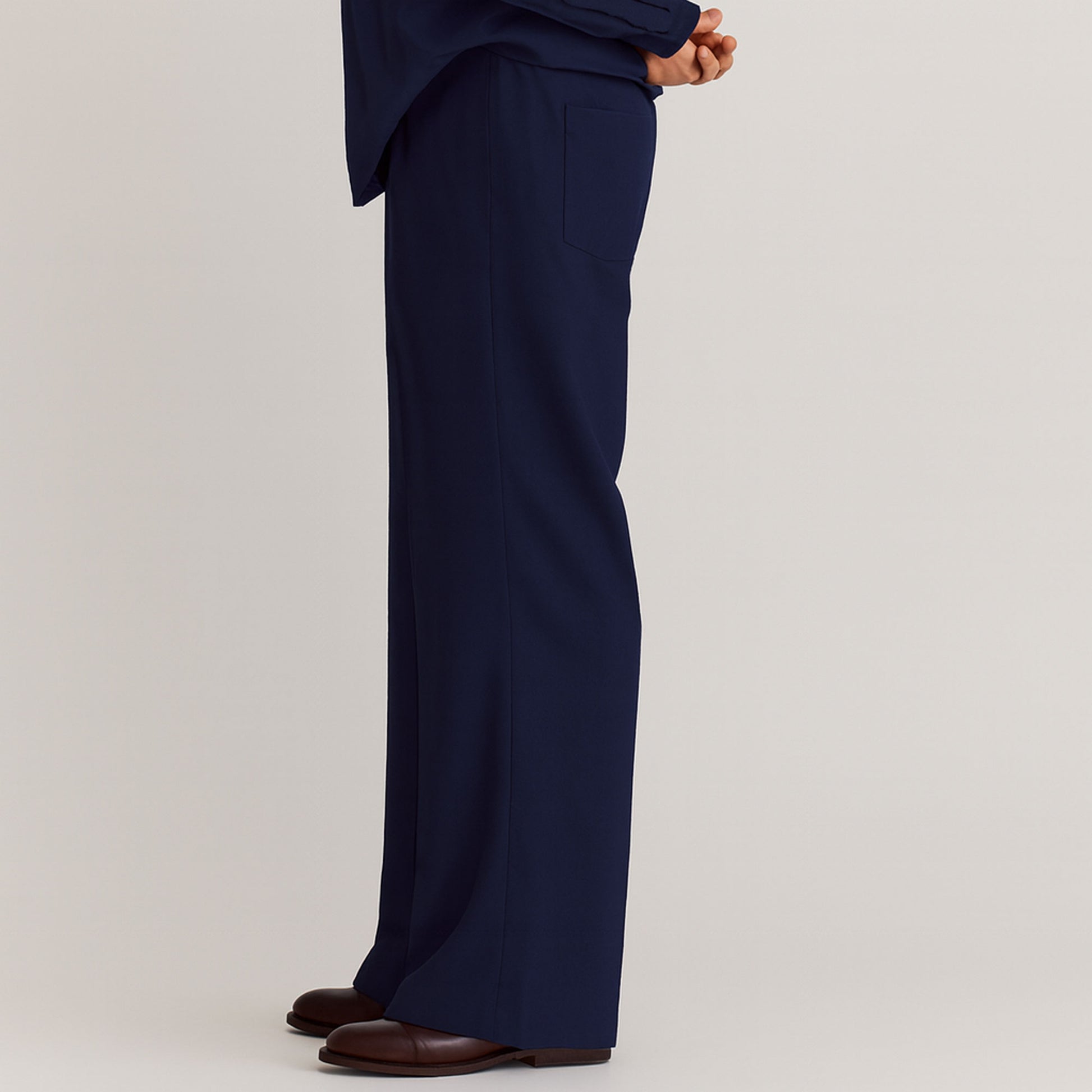 Men Straight Fit Trouser-Navy Blue