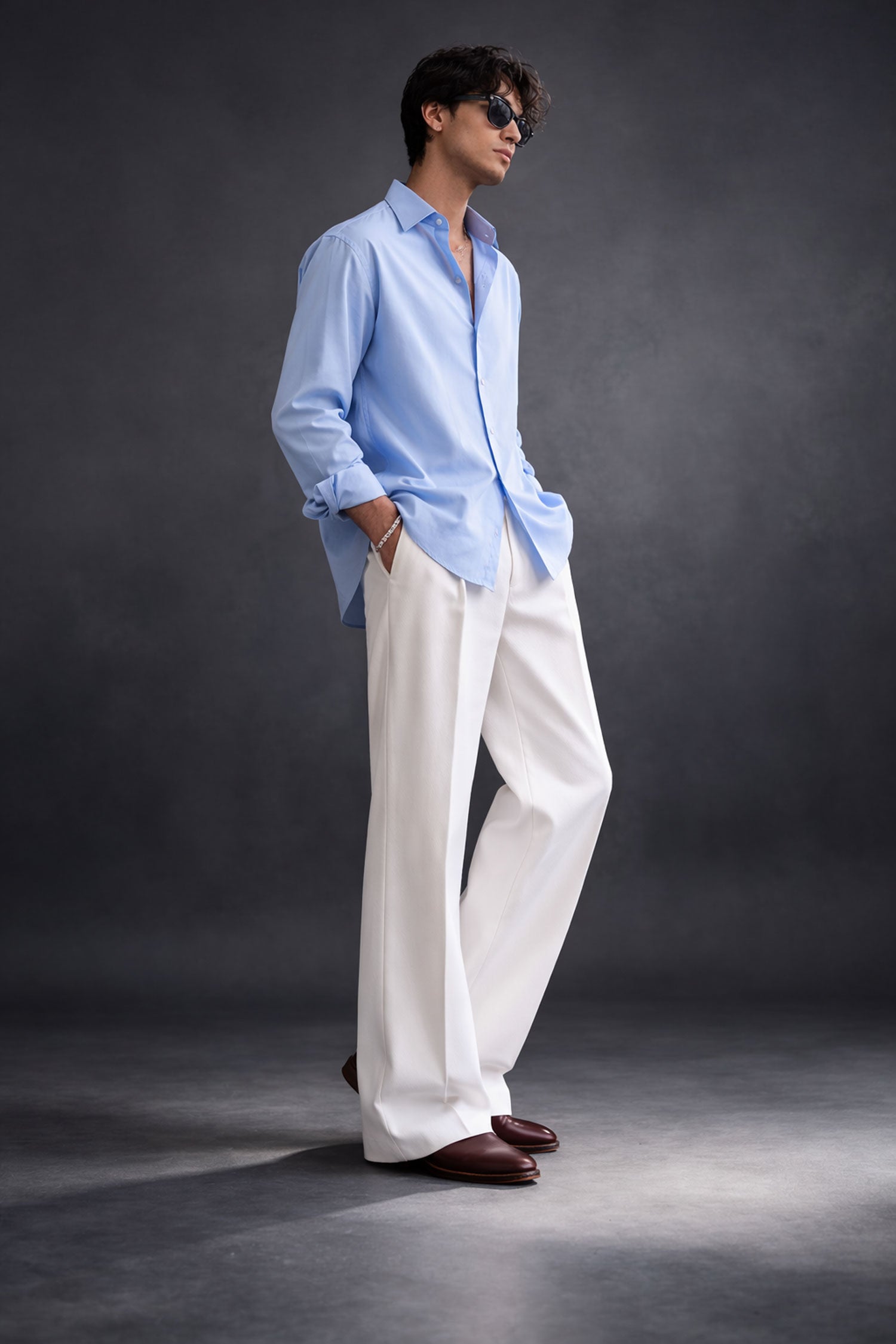 Sky Blue Evening Shirt- Regular Fit