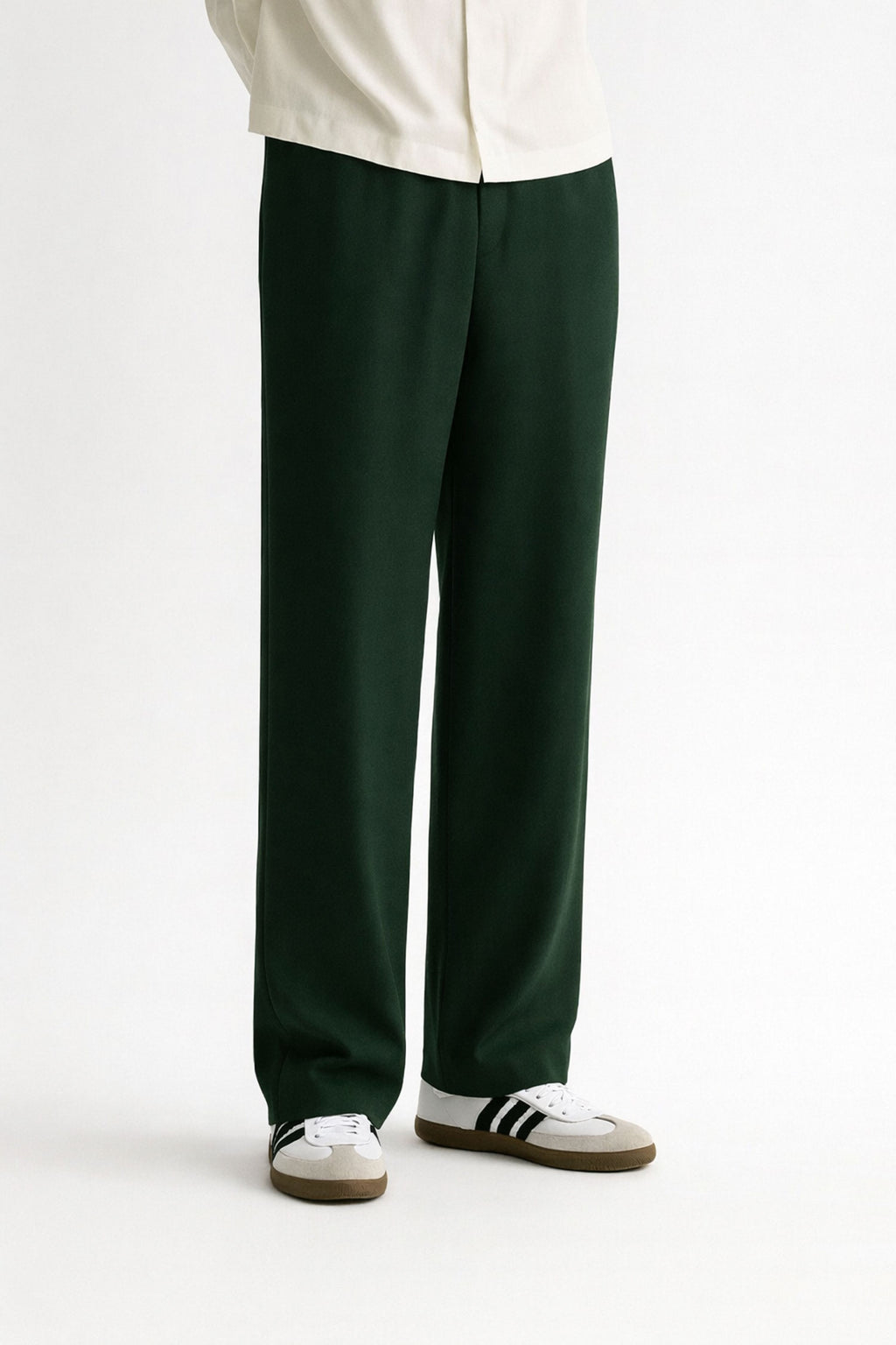 Men Straight Fit Pants- Dark Green