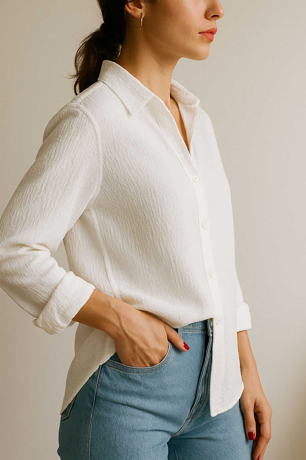 Oversize Texture Shirt White