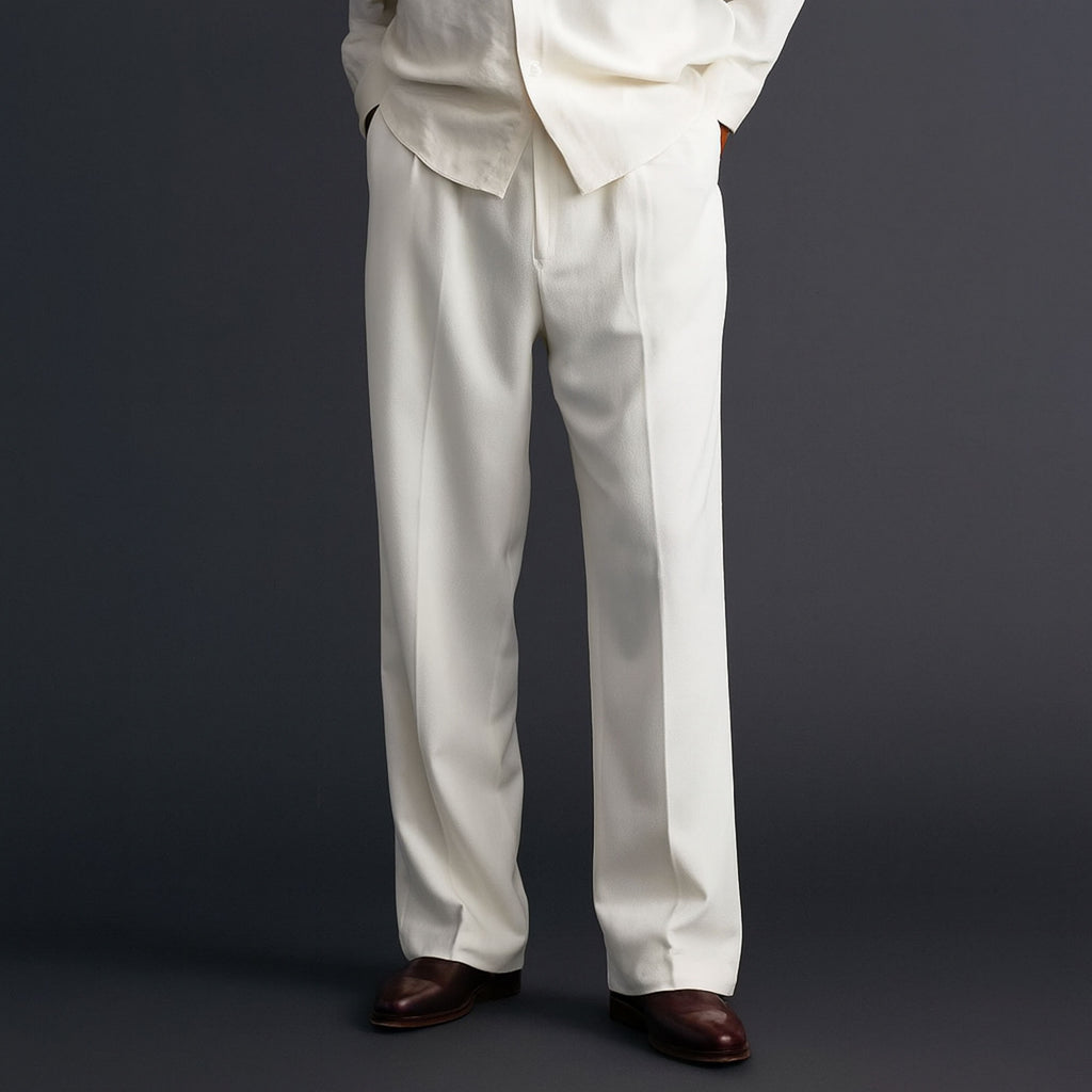 Men Straight Fit Trouser-White
