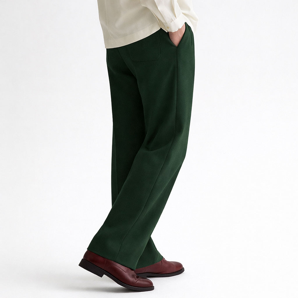 Men Straight Fit Pants- Dark Green