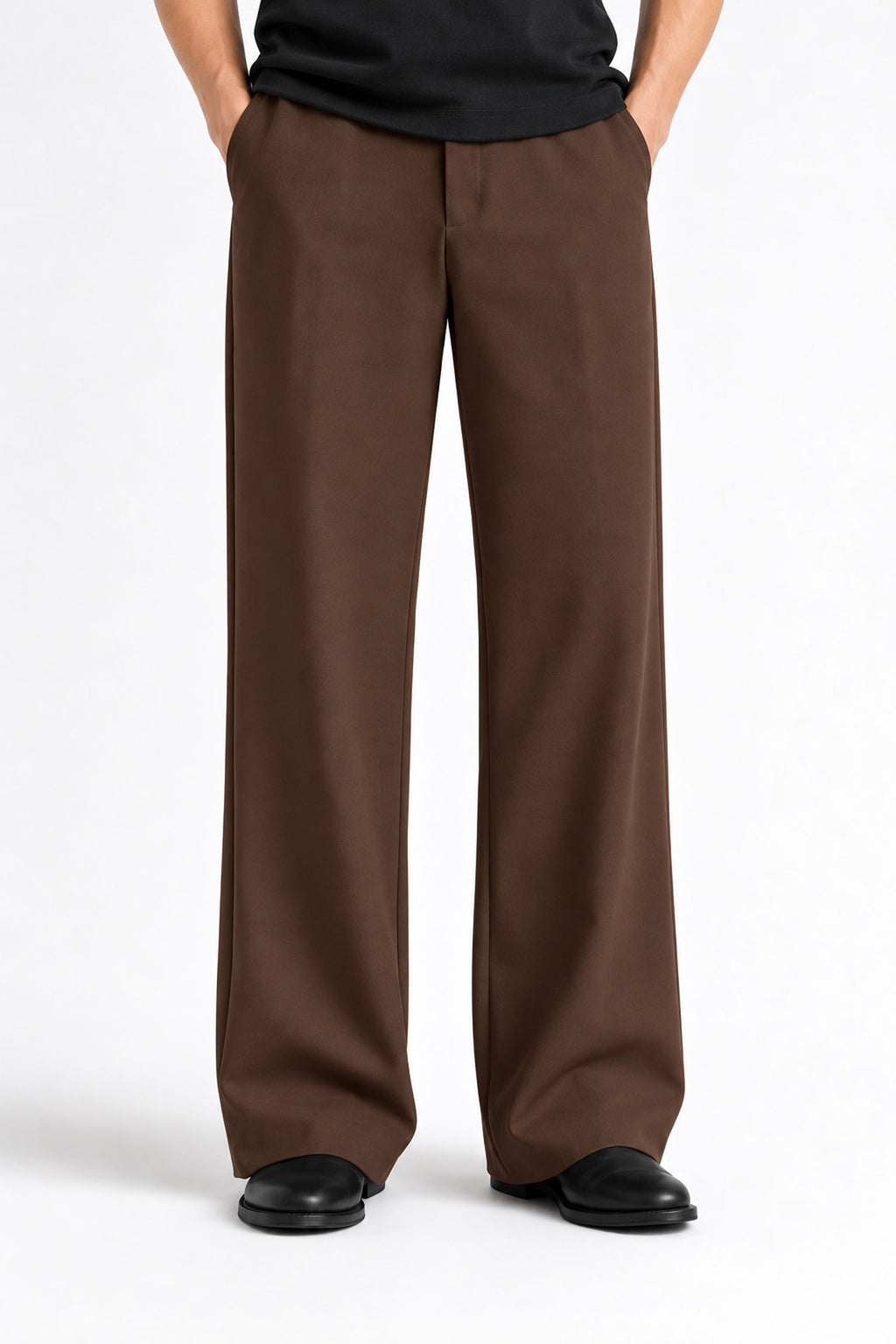 Men Straight Fit Trouser-Chocolate Brown
