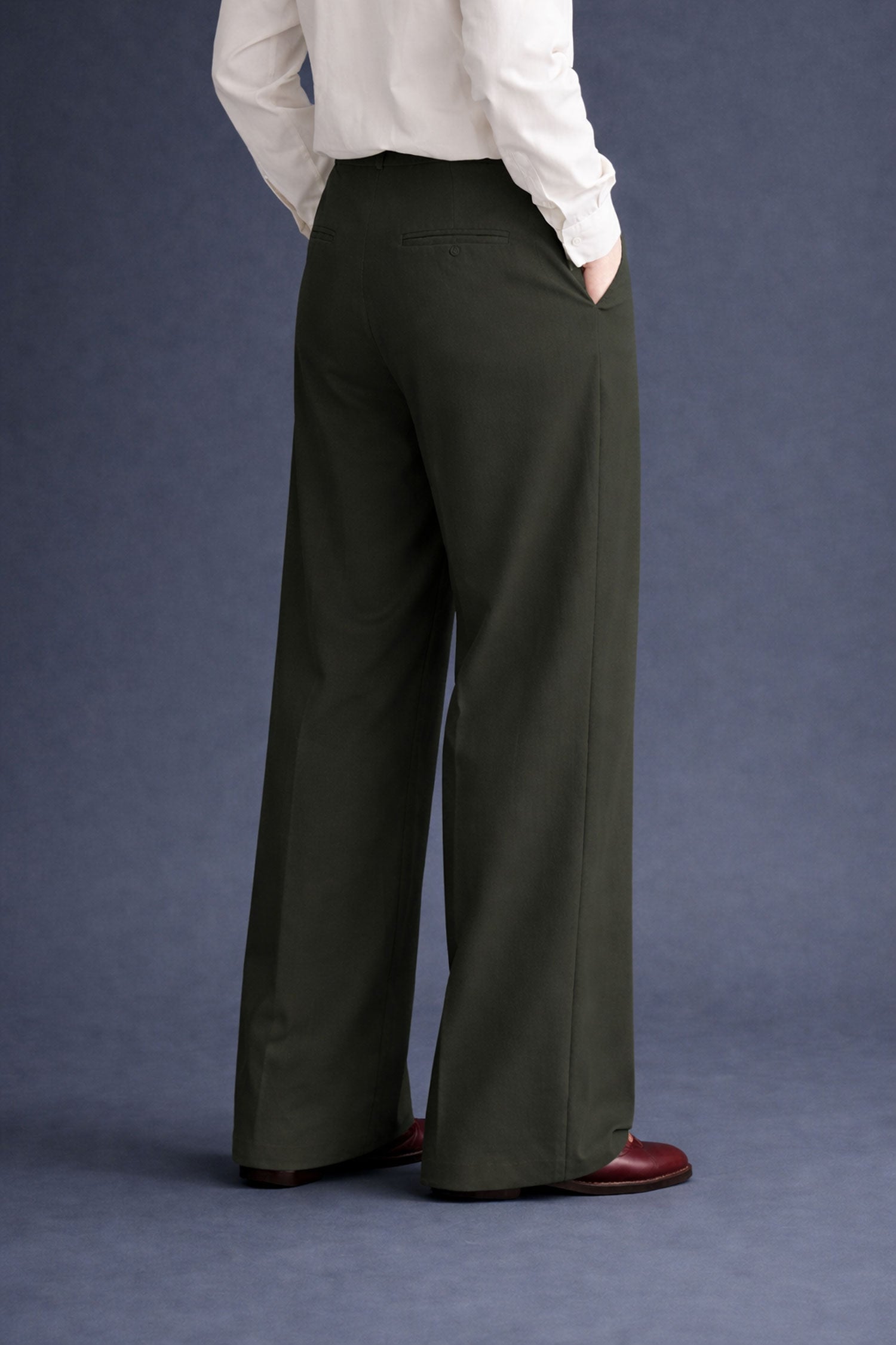 Wide Leg Pants-Dark Olive