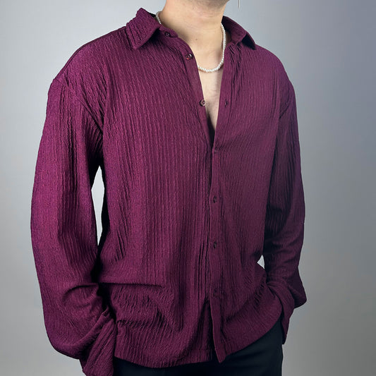 Eyolf Knit Texture Shirt - Wine