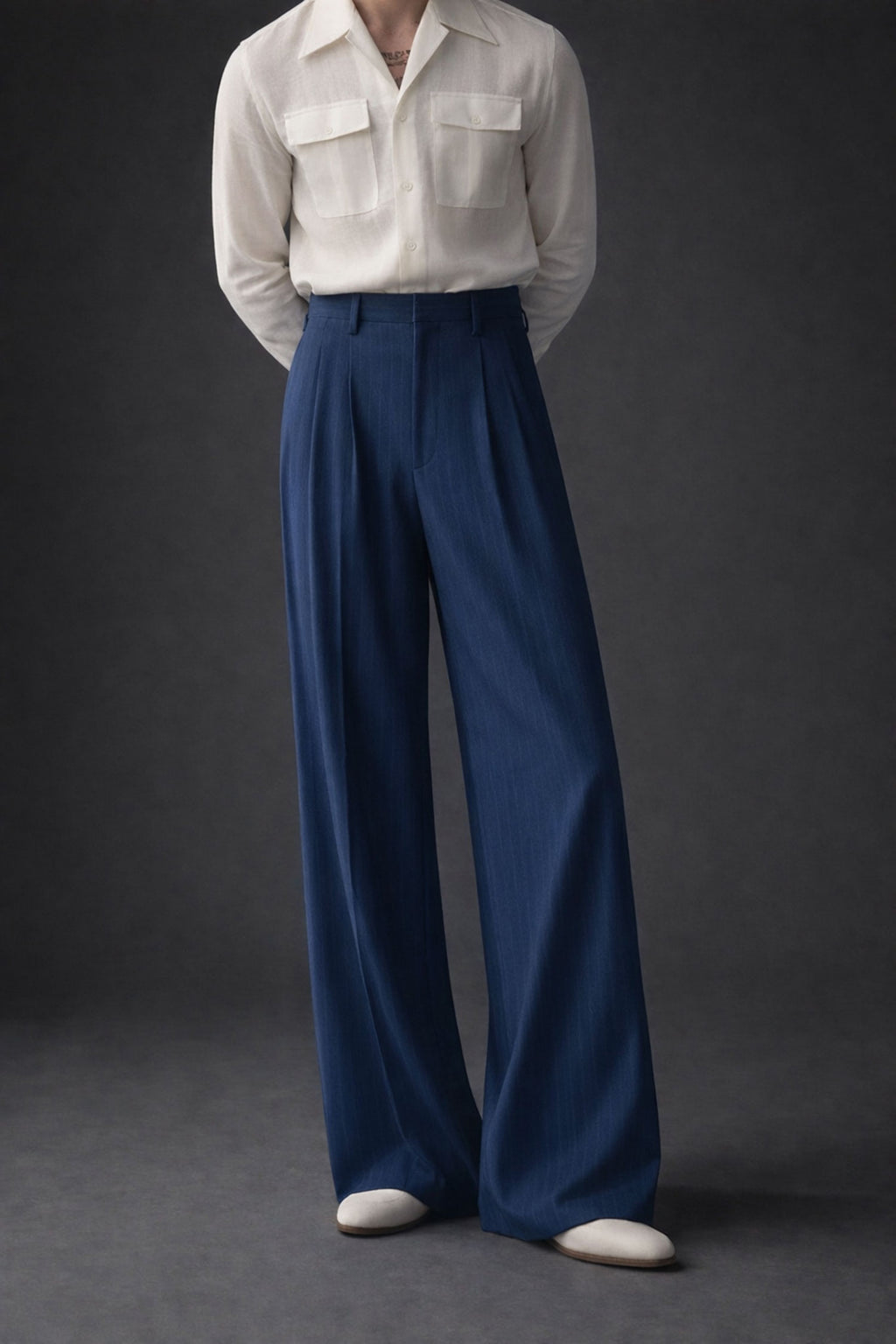 Double Chest Pocket Shirt- White