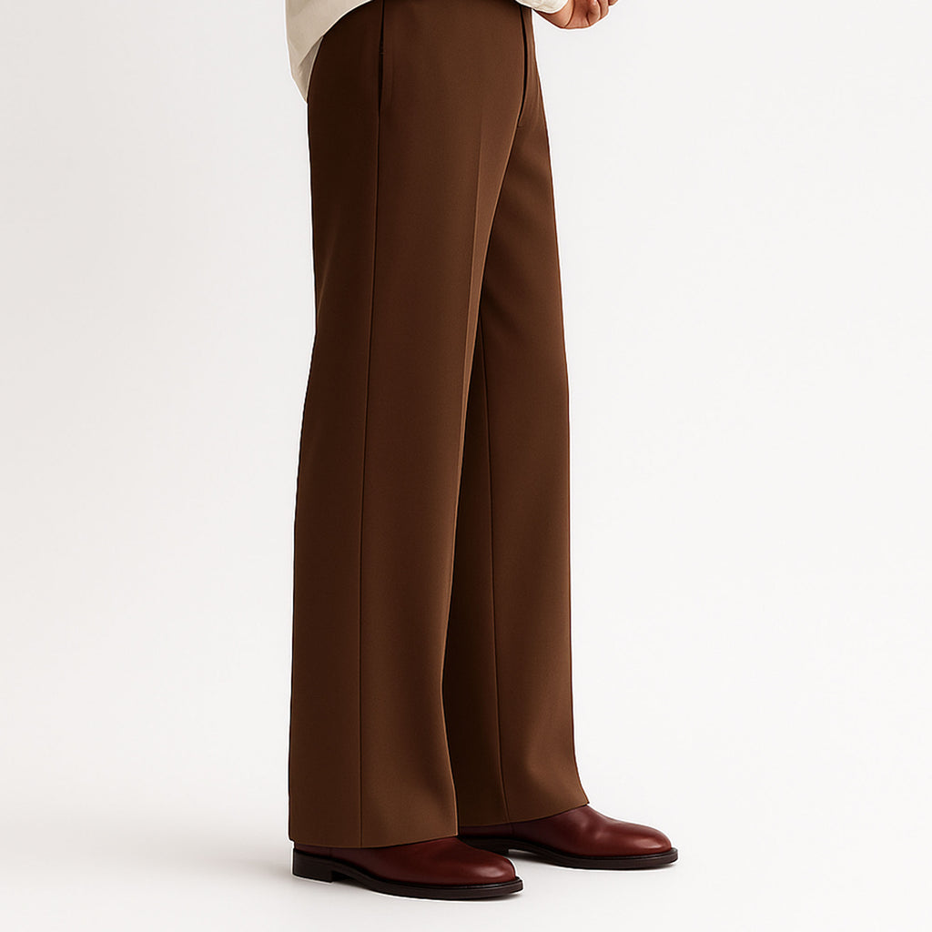 Men Straight Fit Trouser-Brown