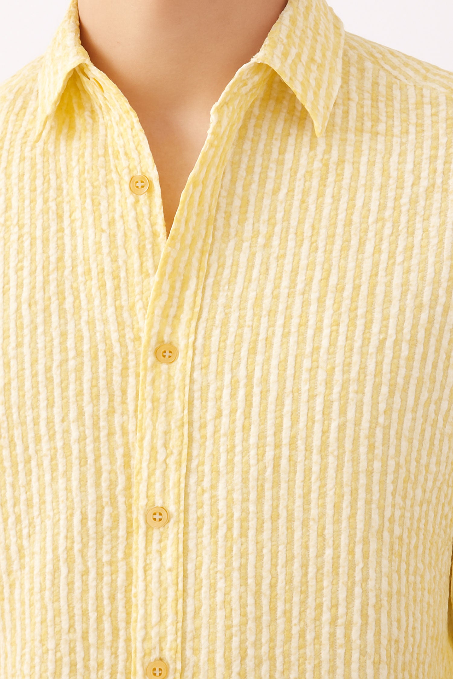 Yellow Seersucker Shirt in over size Fit