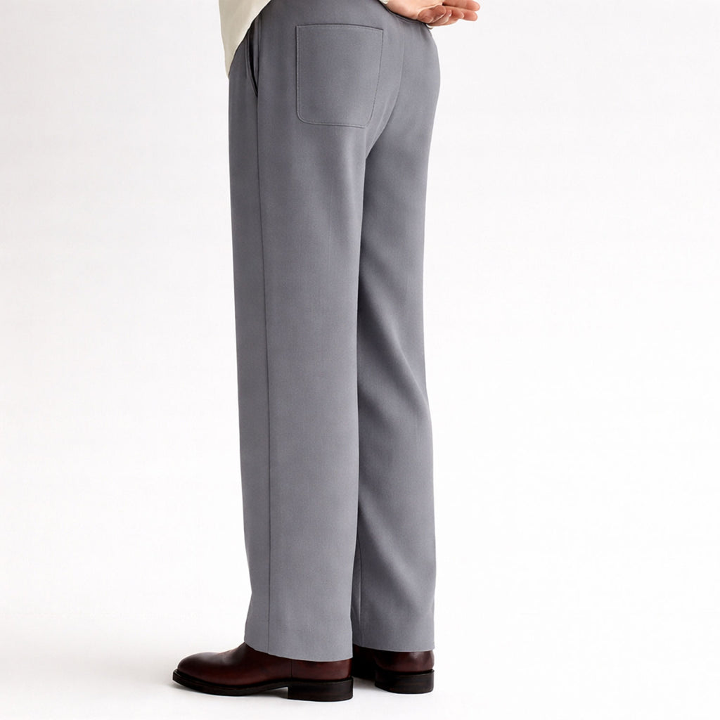 Men Straight Fit Pants- Light Grey