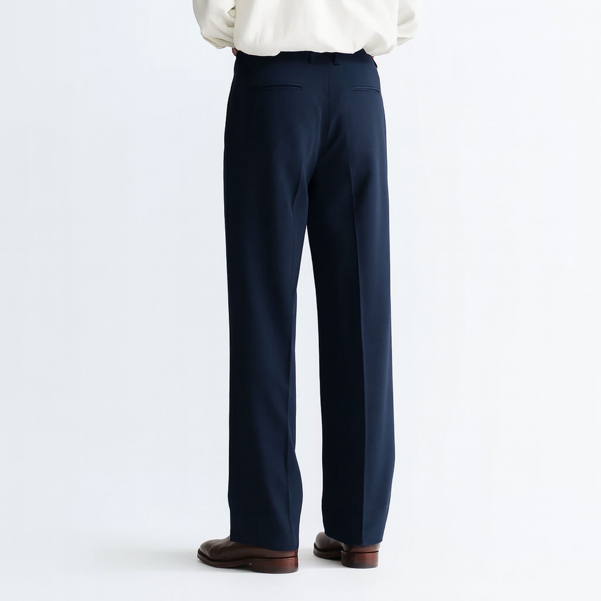Men Straight Fit Trouser-Navy Blue